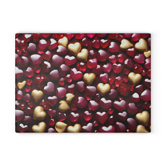 Kitchen Decor Glass Cutting Board Serving Tray with Heart Design Cutting Board Gift for Home Cook Charcuterie Board