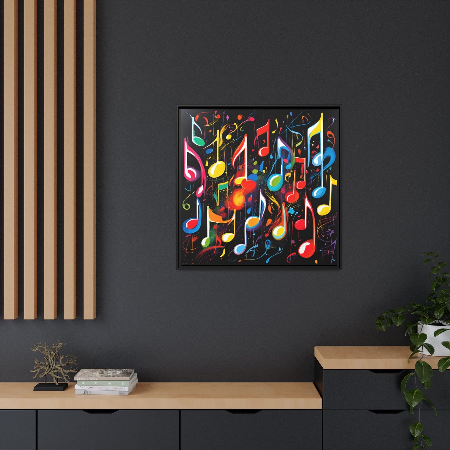 Modern Music-Themed Print Abstract Design Unique Framed Canvas Print Treble Clef Note Wall Art Music Lover Gift Decor 3 frame colors