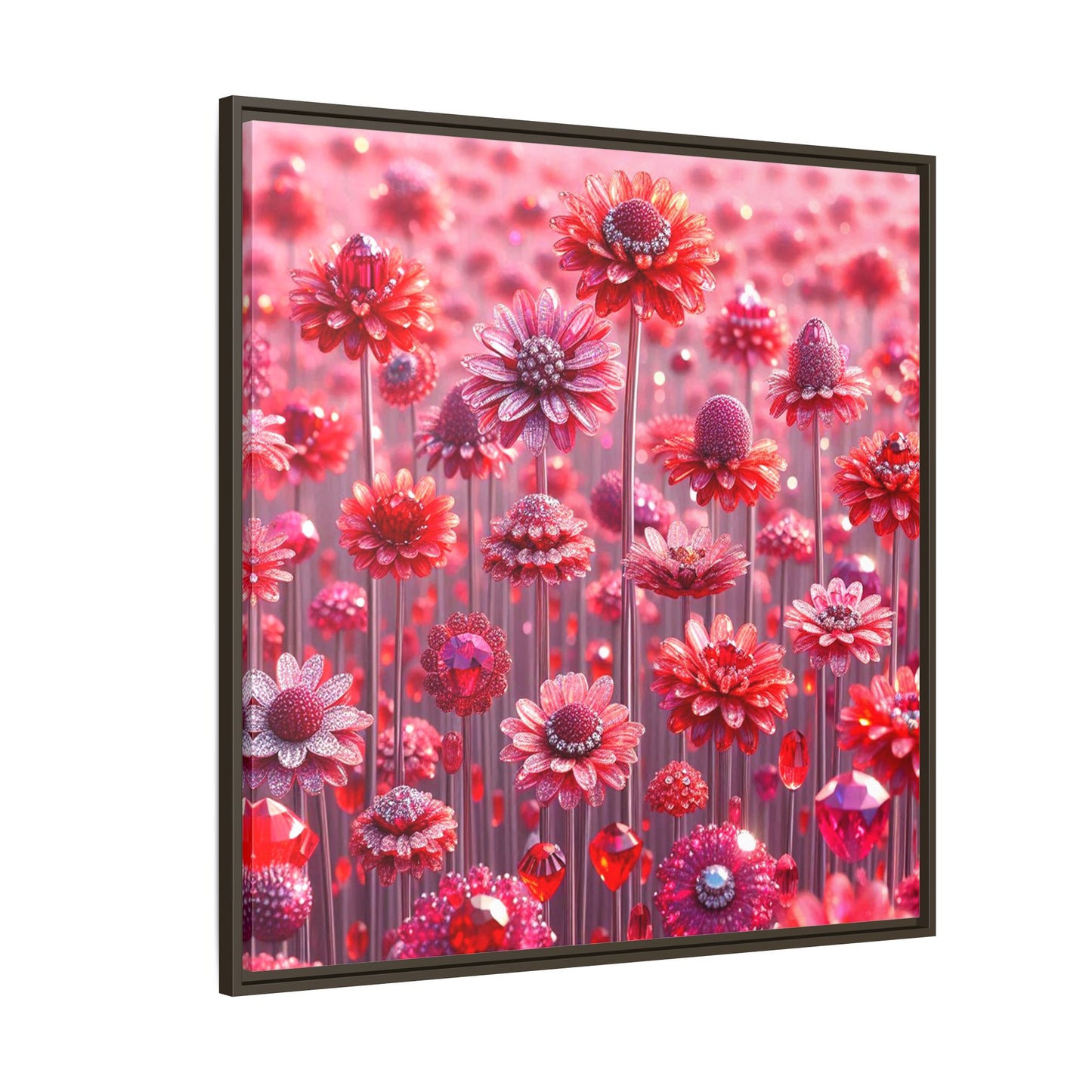 Bejeweled Daisies Framed Canvas Print Wall Art Unique Fashion Designer Haute Couture Fashionista Flower Lover Gift Decor 3 Frame Colors