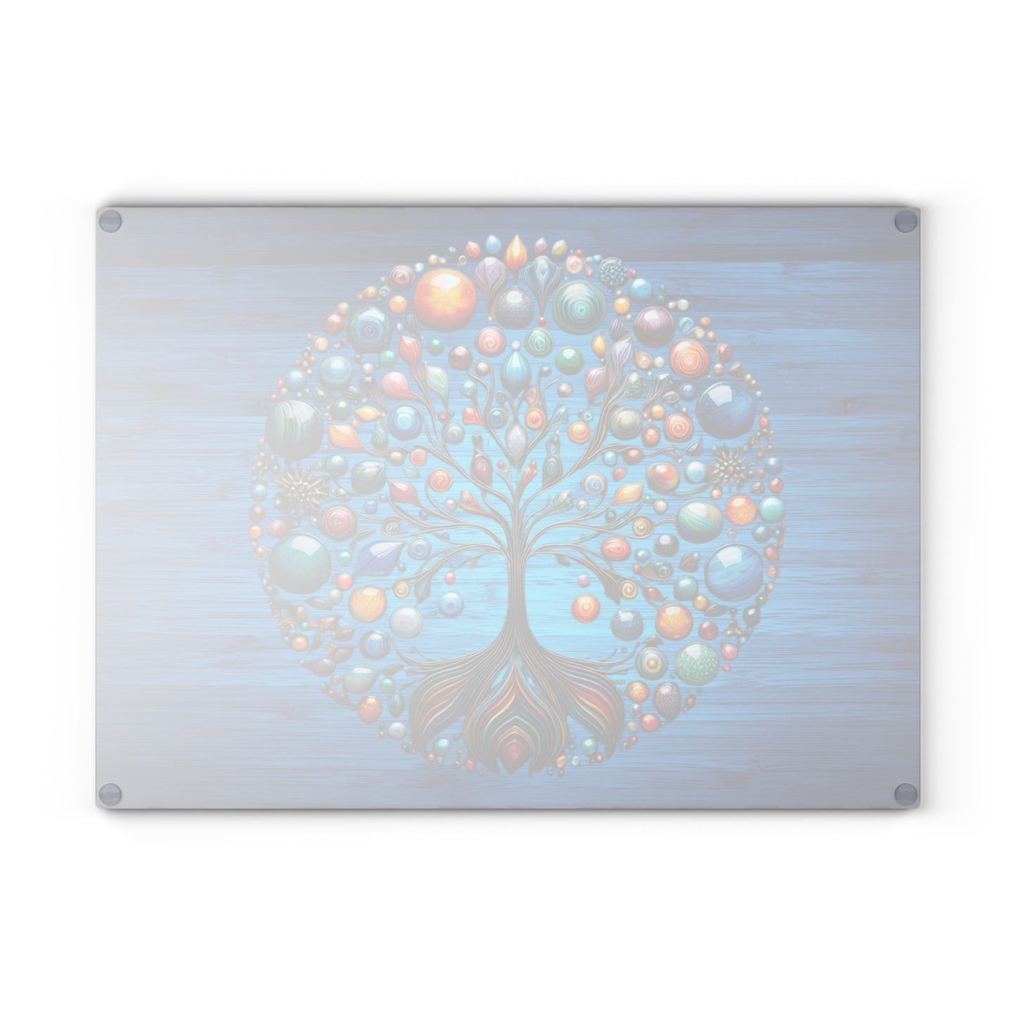 Glass Kitchen Decor Glass Cutting Board Serving Tray with Tree of Life Design Cutting Board Gift for Home Cook Glass Charcuterie Board