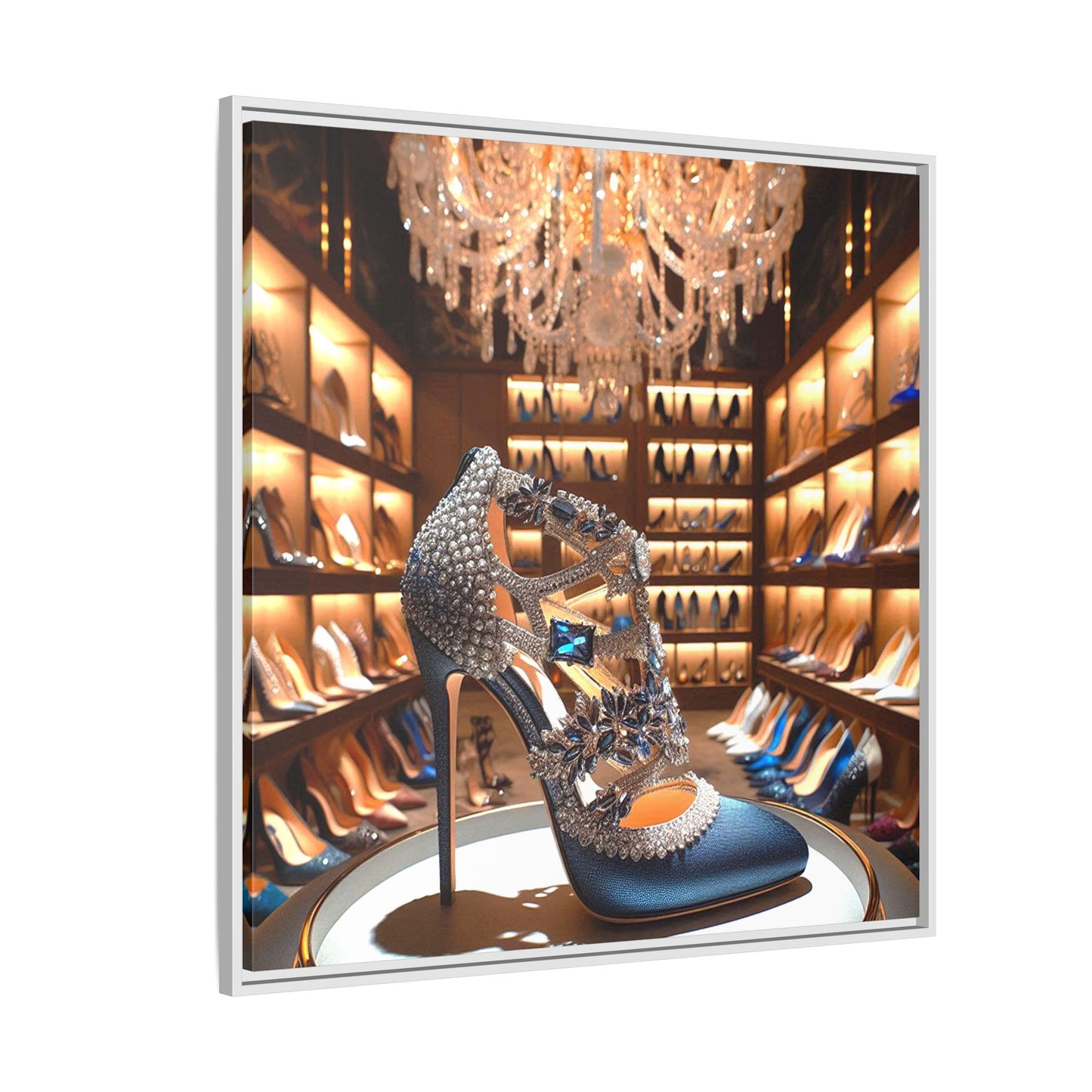 High Heel Shoe Framed Canvas Print Wall Art Unique Fashion Designer Style Haute Couture Shoe Lover Fashionista Gift Decor 3 Frame Colors