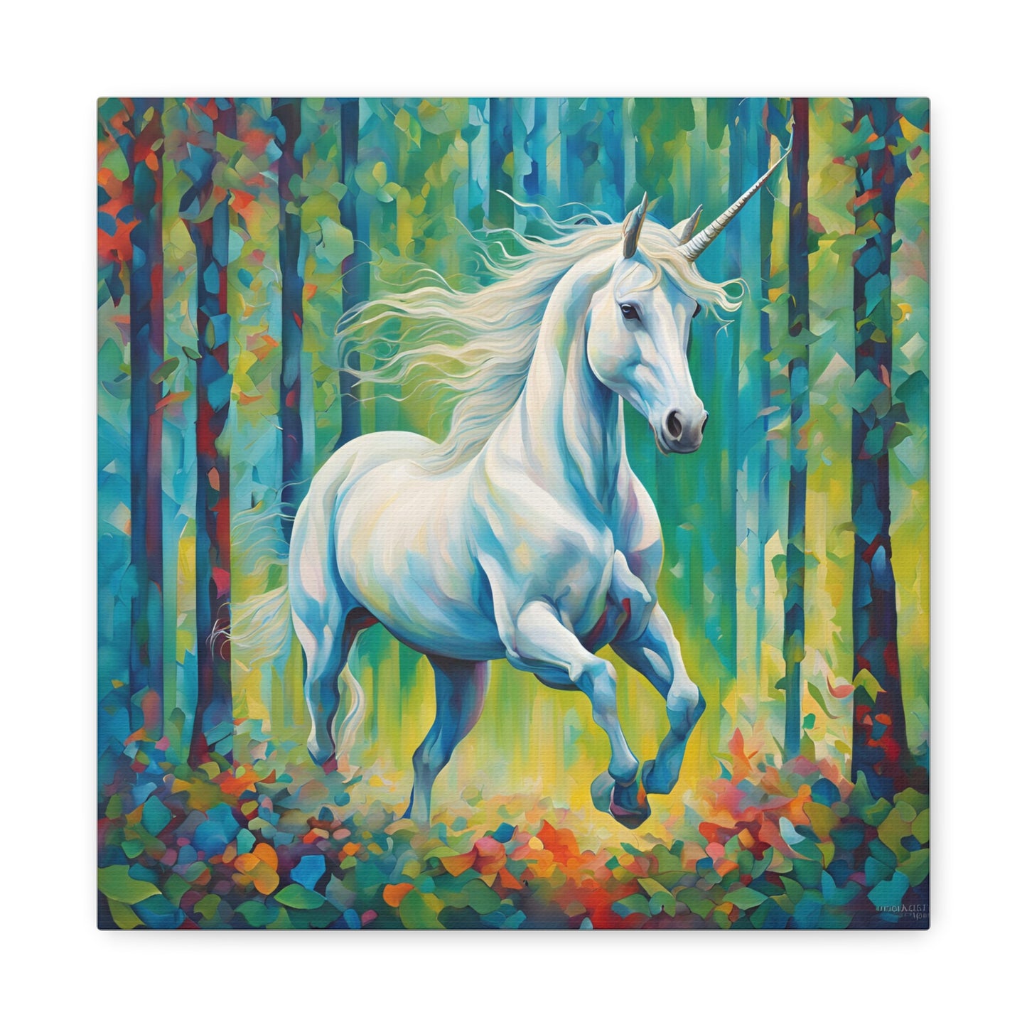 Unicorn Print Wall Art | Matte Canvas, Stretched, 1.25" | Fantasy Anime Modern Art Print Mystical Creature Gift