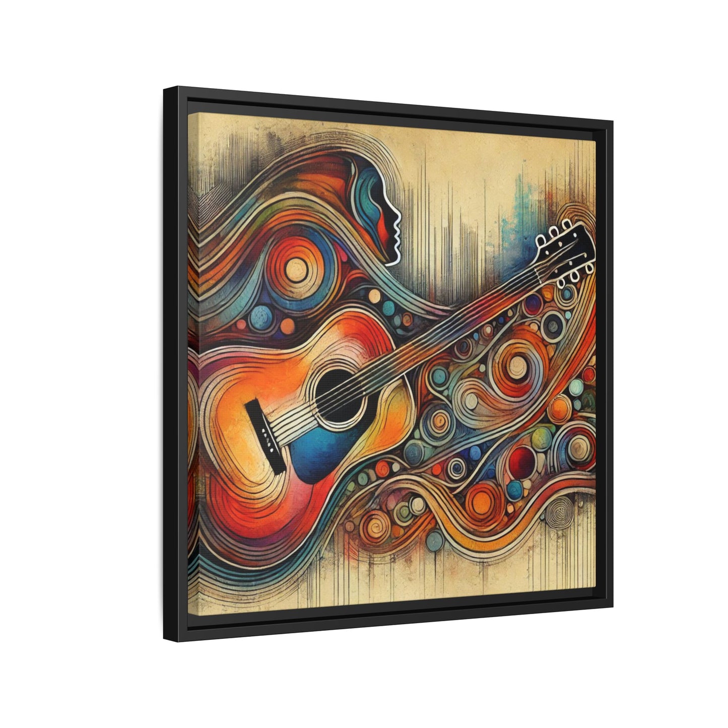 Modern Music-Themed Print Abstract Design Unique Framed Canvas Print Guitar Wall Art Music Lover Gift Decor 3 frame colors