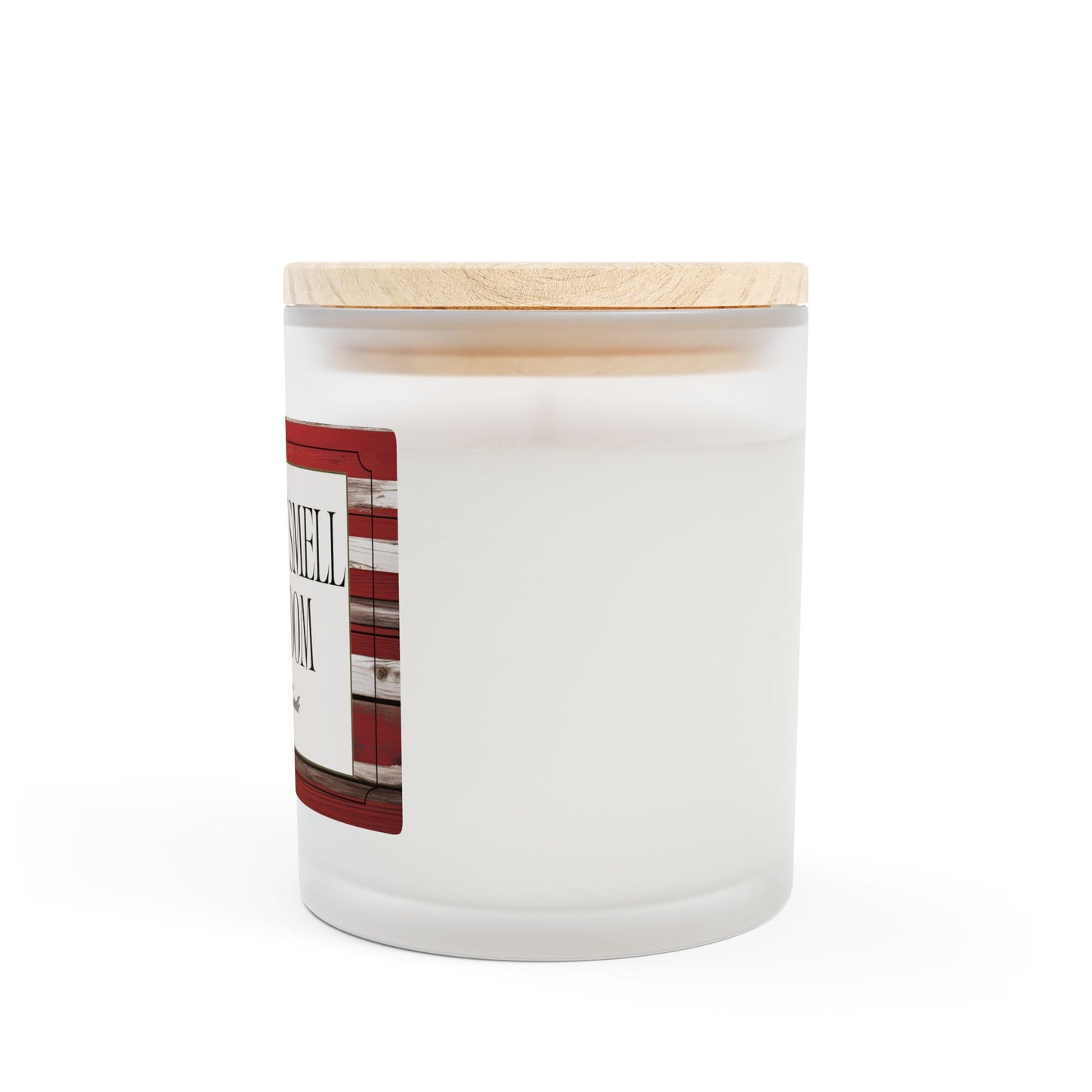 Artisanal Coconut Soy Frosted Glass Candle with Wooden Wick and Raw Maple Lid 11 oz Hand Poured Patriotic Flag Candle Americana Gift