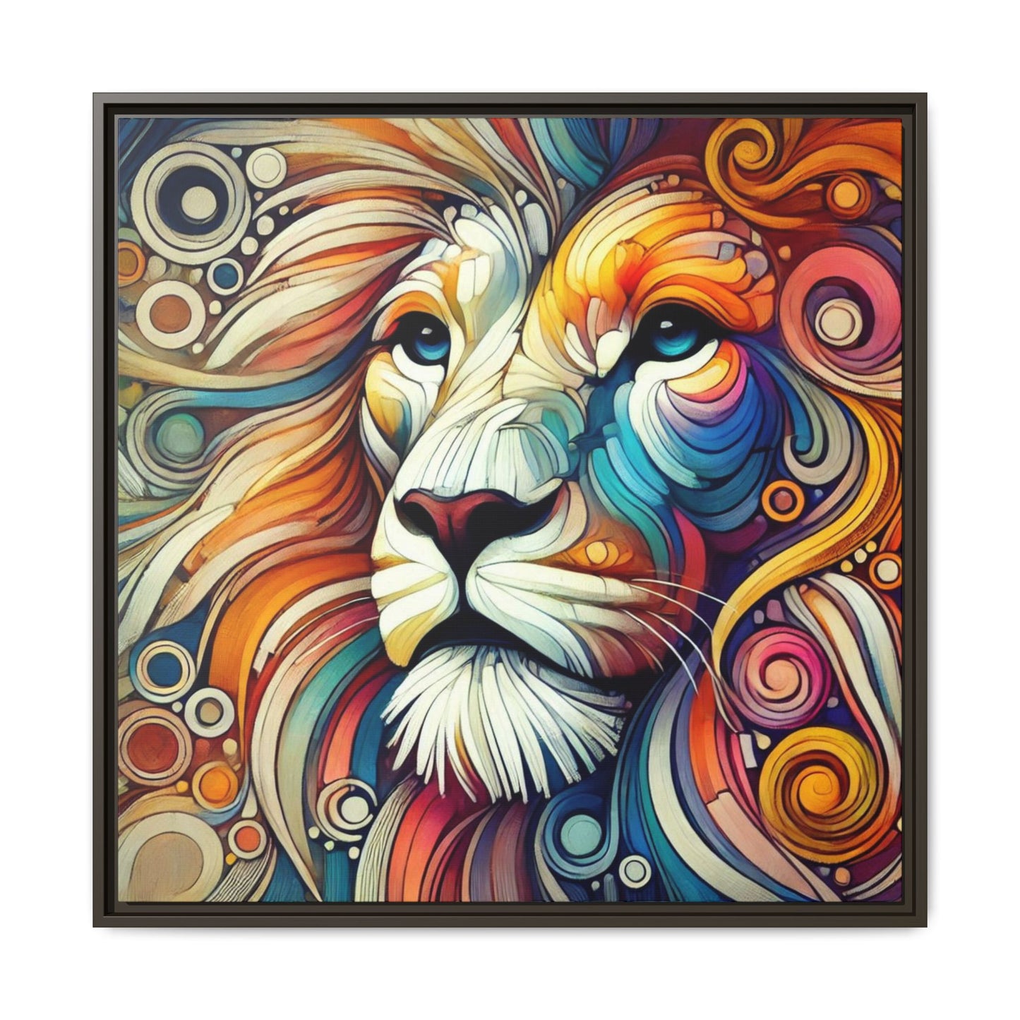 Modern Lion Print Abstract Design Unique Framed Canvas Print King of Jungle Wall Art Animal Lover Gift Nature Lover Decor 3 frame colors