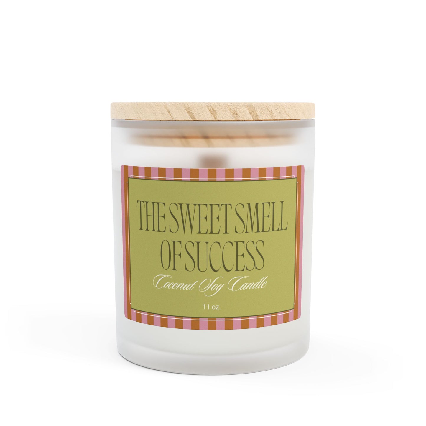 Artisanal Coconut Soy Frosted Glass Candle with Wooden Wick and Raw Maple Lid 11 oz Hand Poured Success Affirmation Candle 50 hr burn time