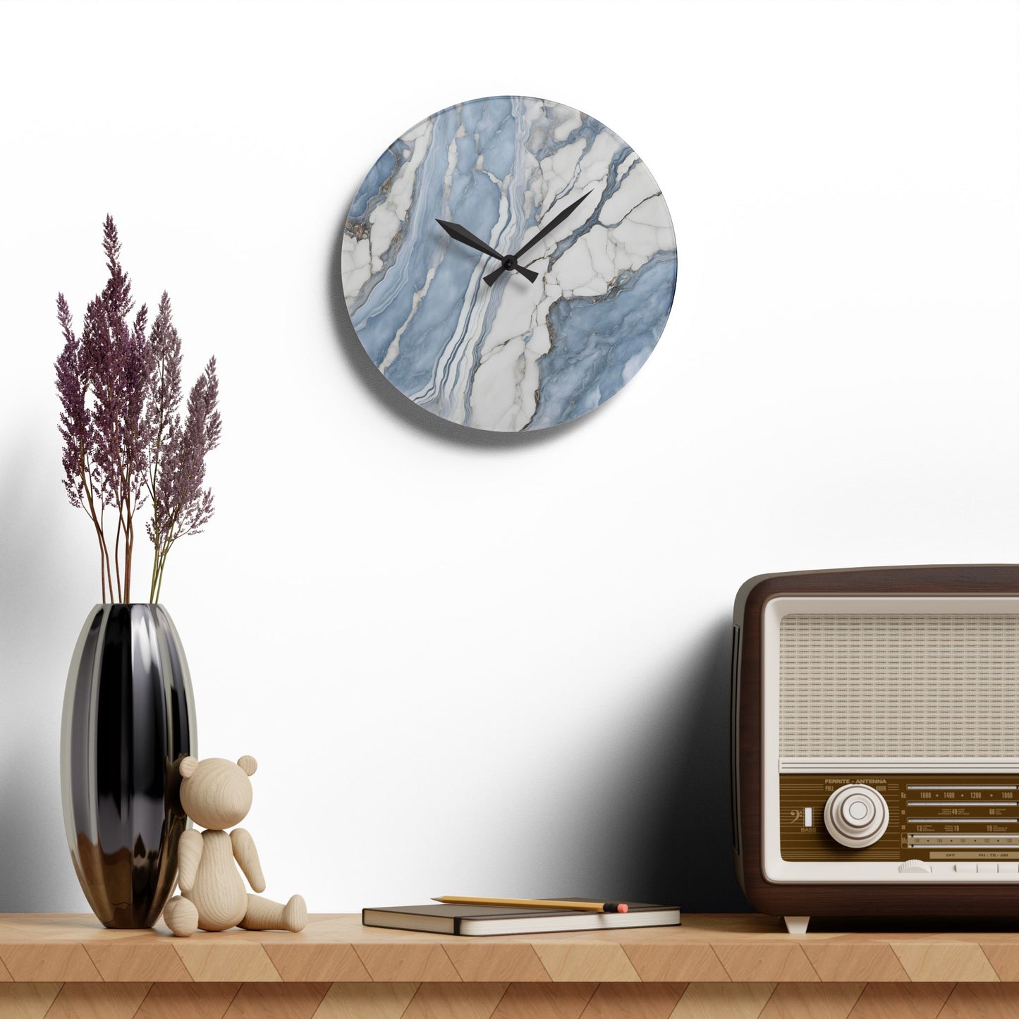 Acrylic Stone-Look Calacatta Quartz-Inspired Unique Design Acrylic Wall Clock Agate Crystal Lover Gemologist Gift Nature Lover Rock Gift