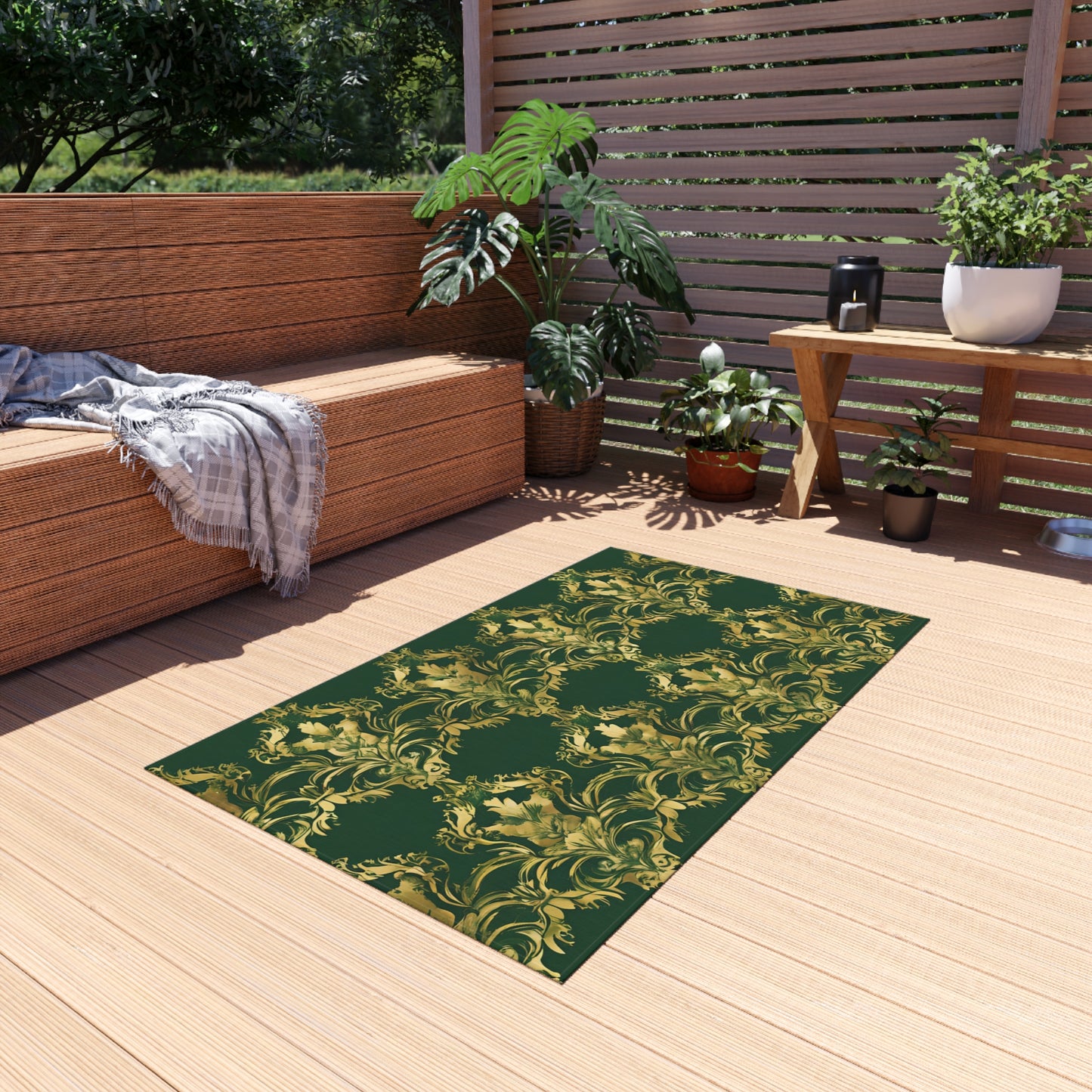 Chenille Outdoor Rug with No-Skid Backing Cozy Outdoor Carpet Patio Decor Gazebo Rug Pool Area Decor Outdoor Kitchen Carpet
