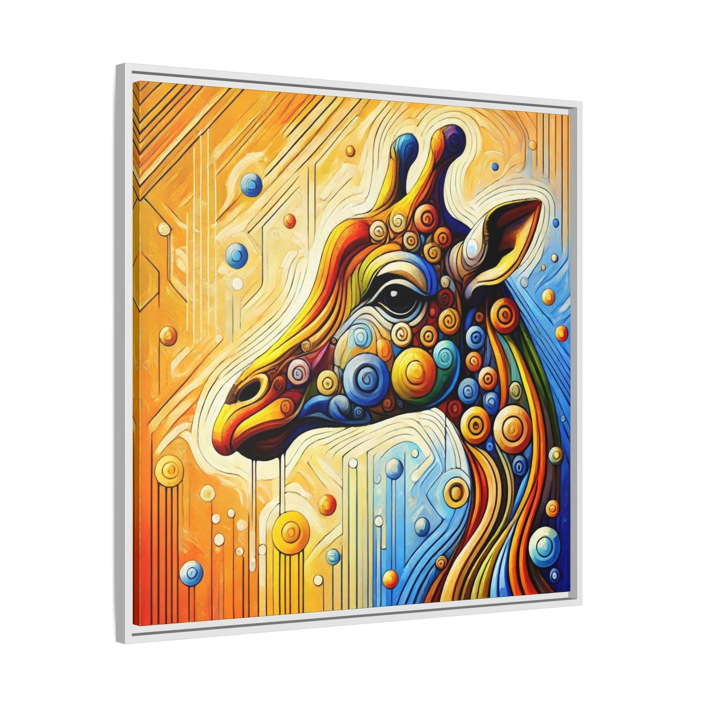 Modern Giraffe Print Abstract Design Unique Framed Canvas Print African Wall Art Animal Lover Gift Nature Lover Decor 3 frame colors
