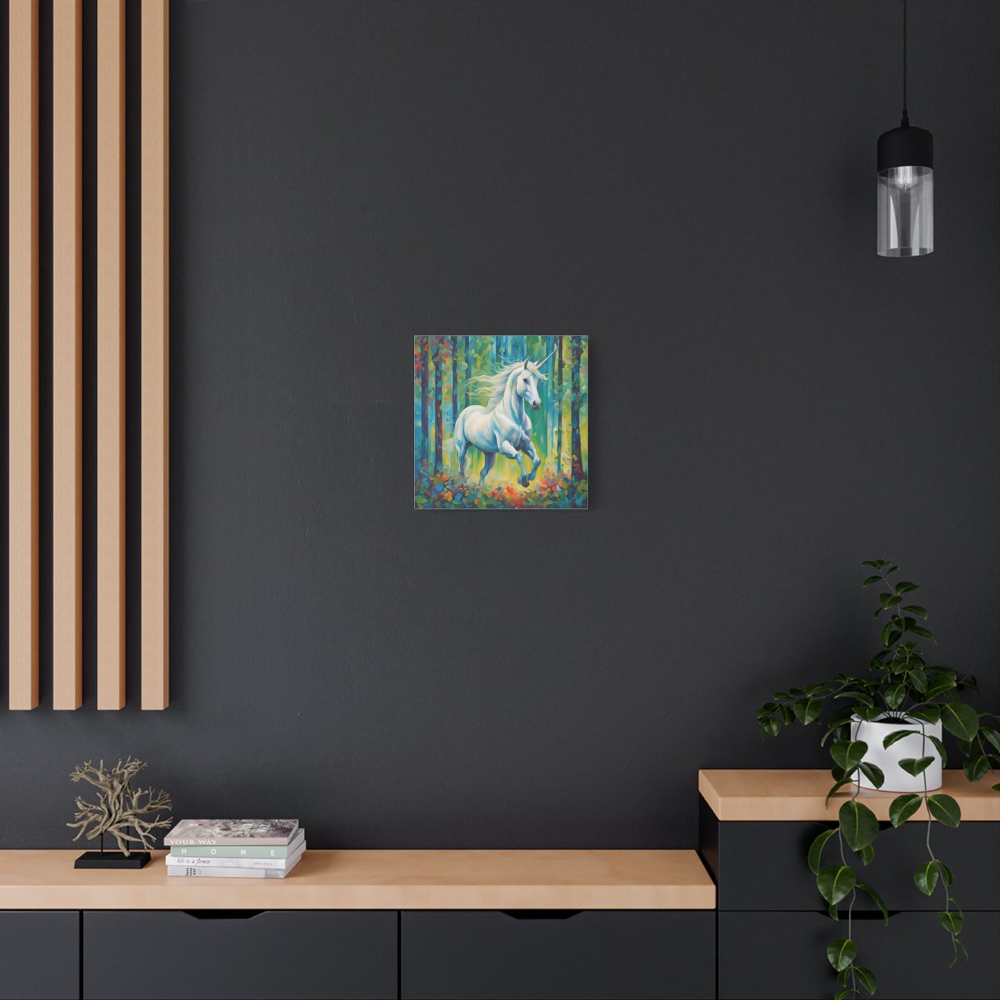 Unicorn Print Wall Art | Matte Canvas, Stretched, 1.25" | Fantasy Anime Modern Art Print Mystical Creature Gift