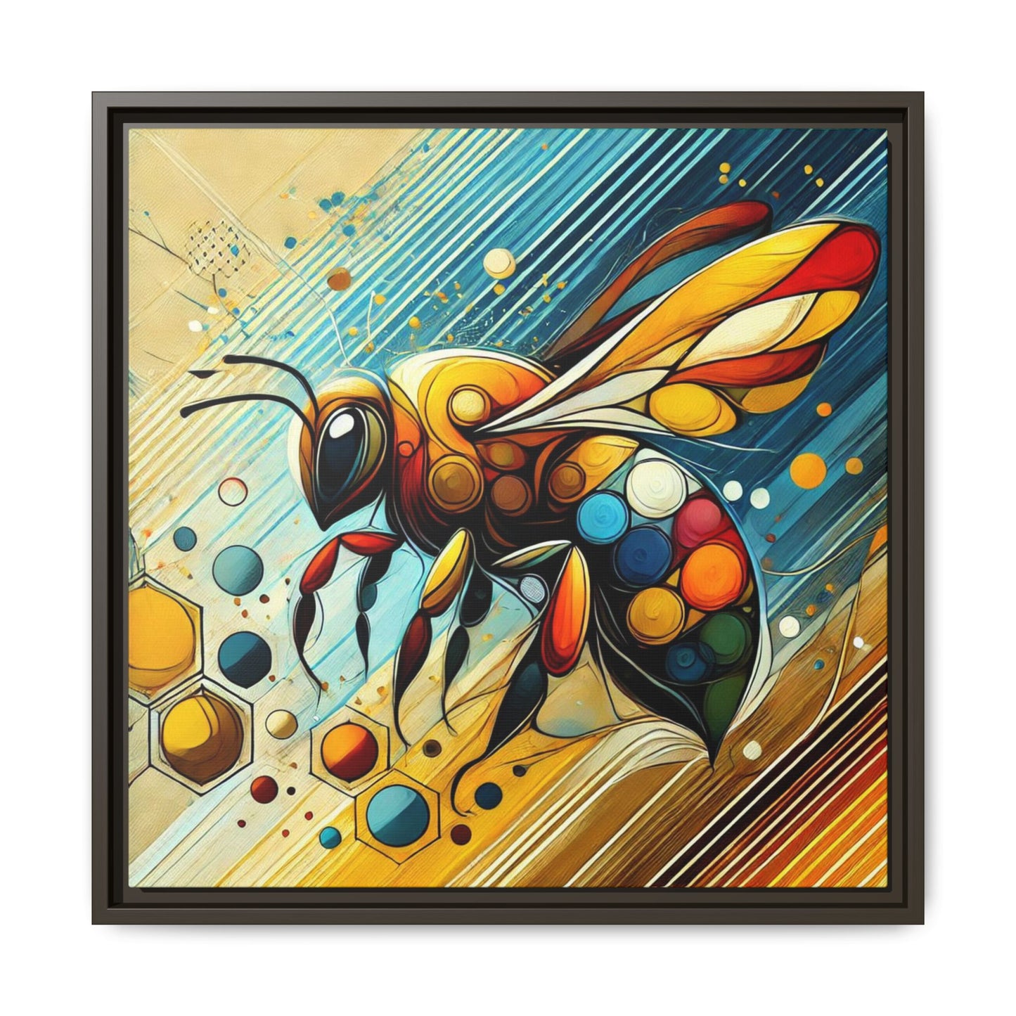 Modern Bee Print Abstract Design Unique Framed Canvas Print Insect Lover Wall Art Animal Lover Gift Nature Lover Decor 3 frame colors