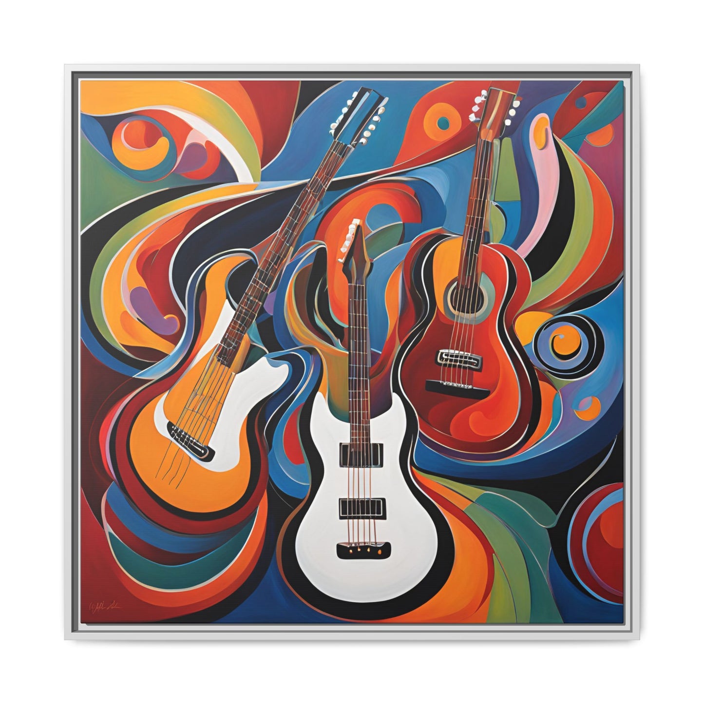 Modern Music-Themed Print Abstract Design Unique Framed Canvas Print Guitar Wall Art Music Lover Gift Decor 3 frame colors