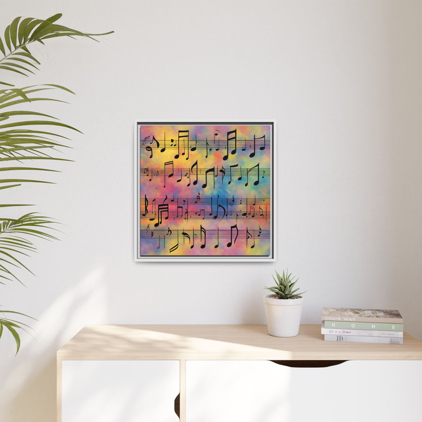 Modern Music-Themed Print Abstract Design Unique Framed Canvas Print Sheet Music Wall Art Music Lover Gift Decor 3 frame colors