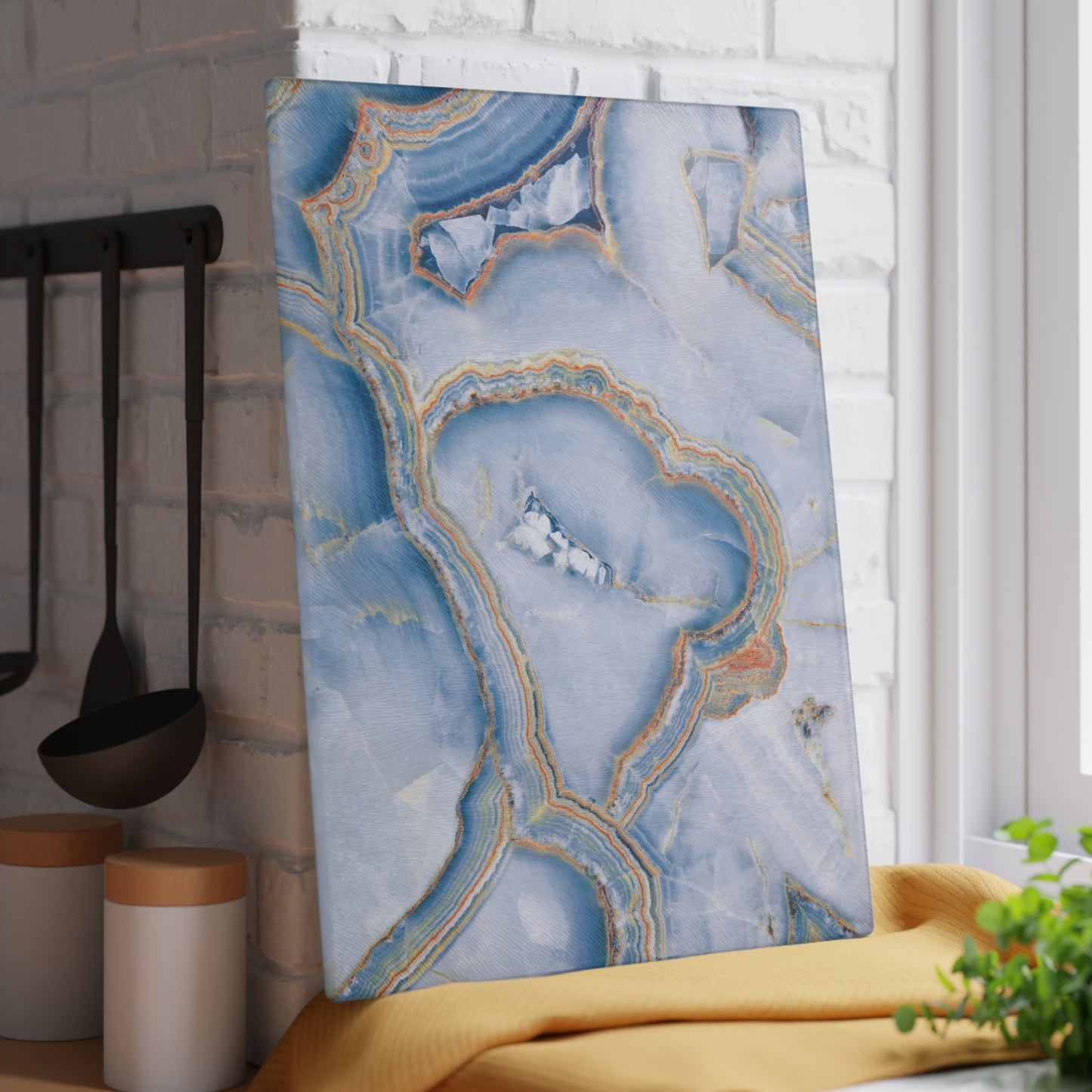 Kitchen Decor Glass Cutting Board Serving Tray with Quartz-look Design Cutting Board Gift for Home Cook Fun Marble-look Charcuterie Board