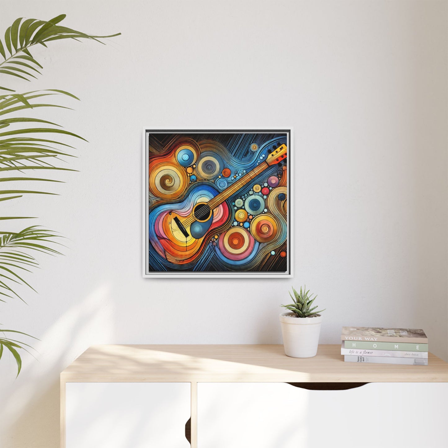 Modern Music-Themed Print Abstract Design Unique Framed Canvas Print Guitar Wall Art Music Lover Gift Decor 3 frame colors