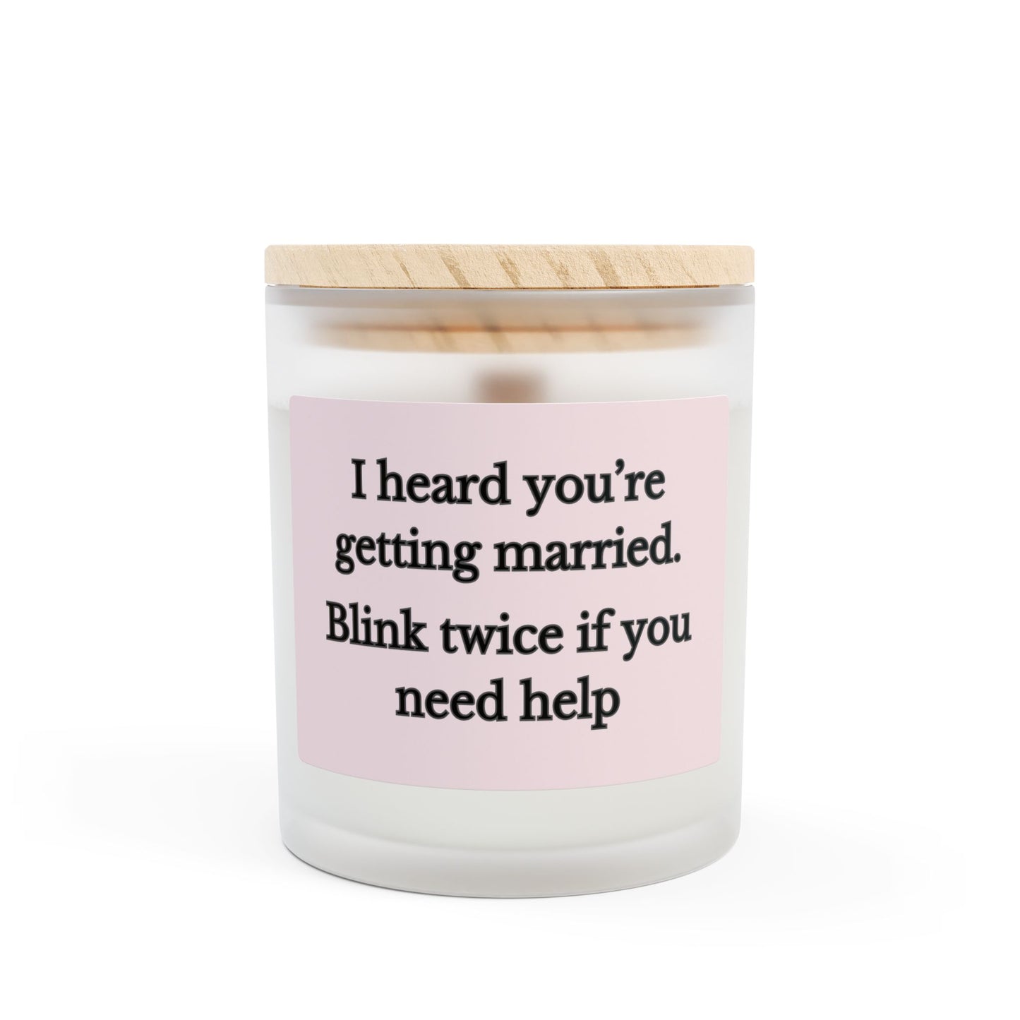Artisanal Coconut Soy Frosted Glass Candle with Wooden Wick and Raw Maple Lid 11 oz Hand Poured Funny Wedding Candle Marriage Humor