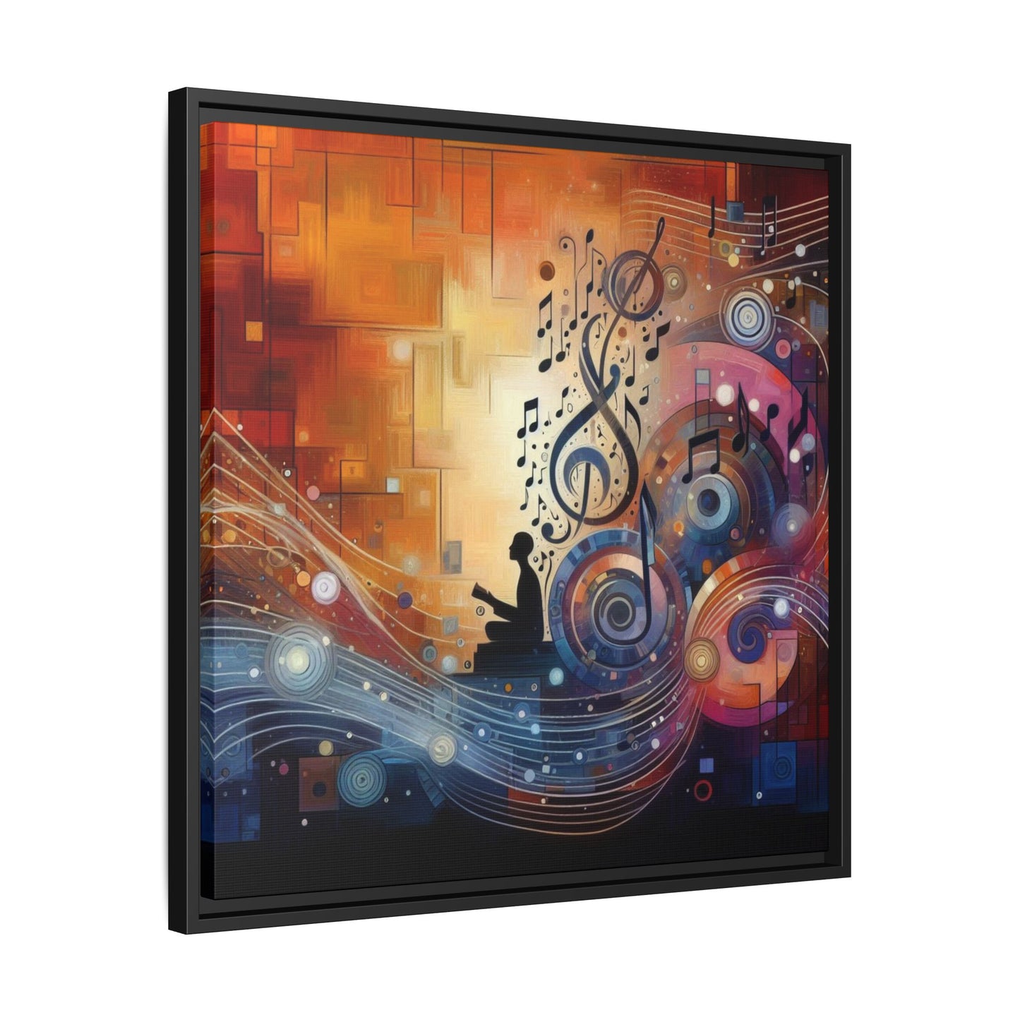 Modern Music-Themed Print Abstract Design Unique Framed Canvas Print Treble Clef Note Wall Art Music Lover Gift Decor 3 frame colors