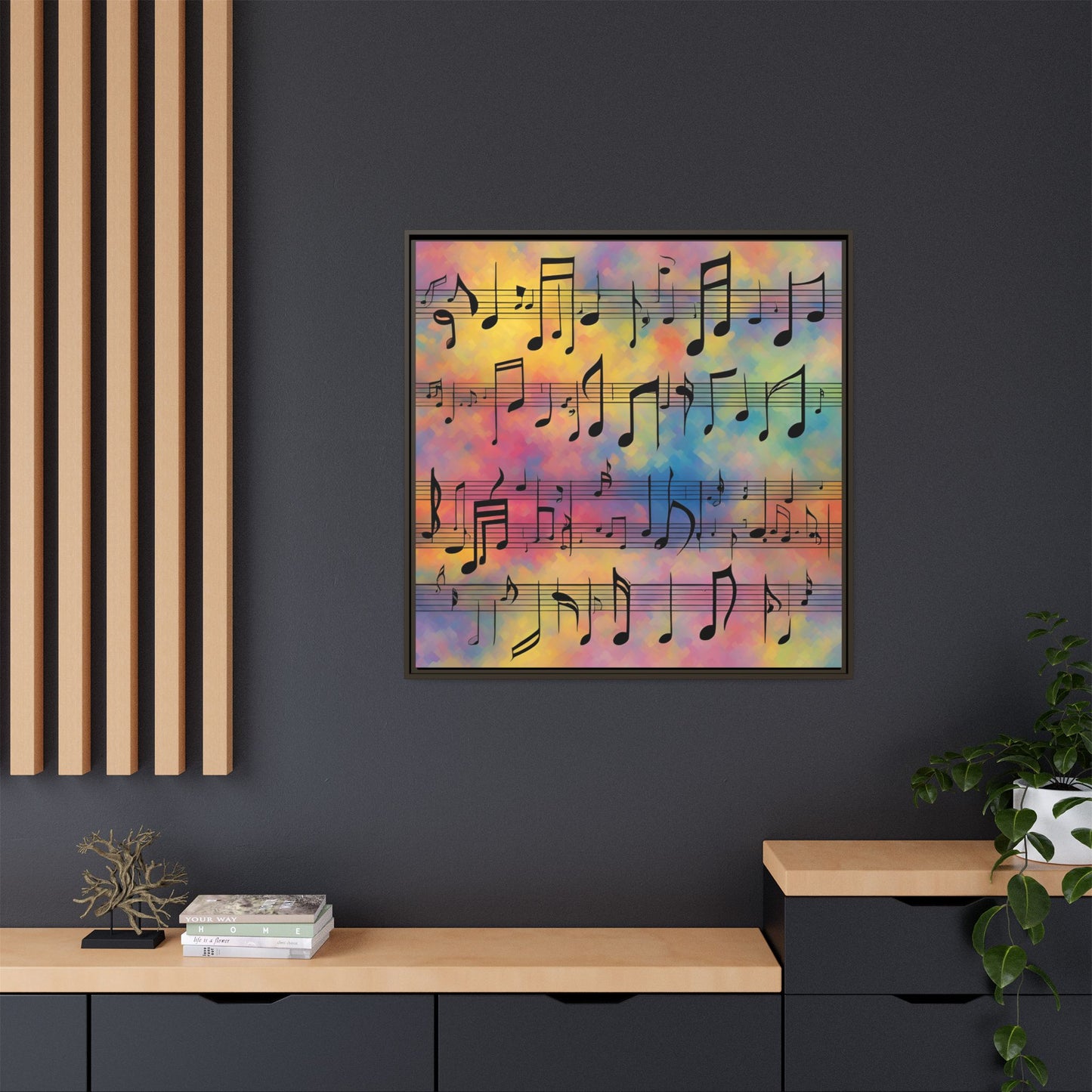 Modern Music-Themed Print Abstract Design Unique Framed Canvas Print Sheet Music Wall Art Music Lover Gift Decor 3 frame colors