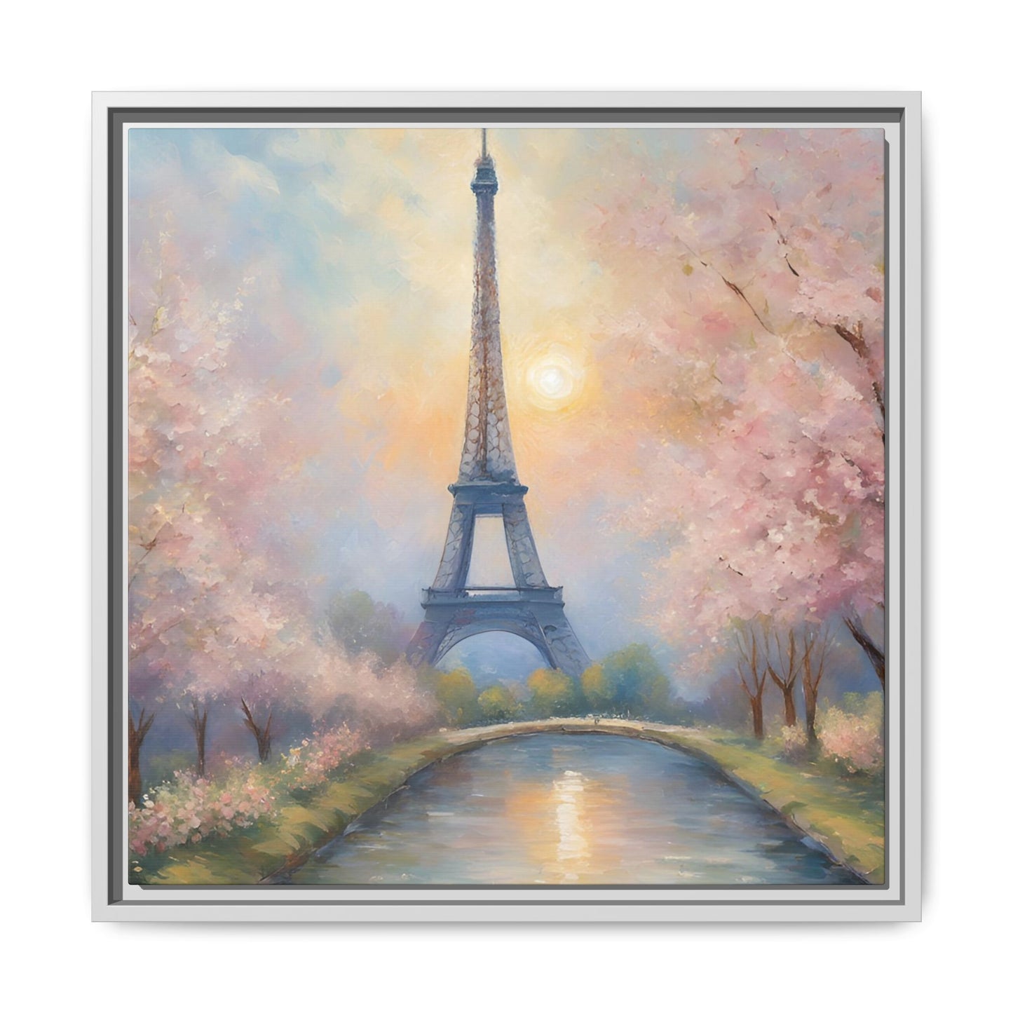 Modern Abstract Pastel Eiffel Tower Design Unique Framed Colorful Canvas Landscape Wall Art Paris France Gift Landscape Gift 3 frame colors