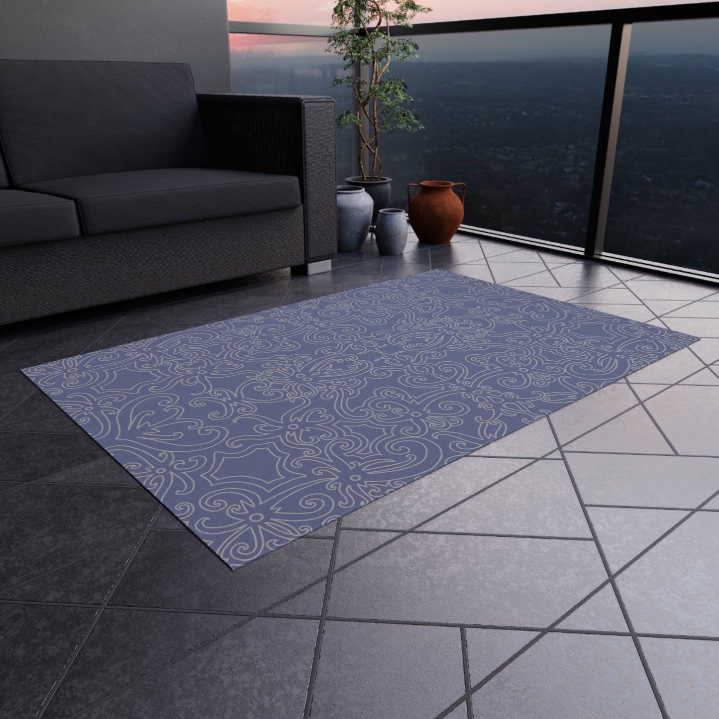 Chenille Outdoor Rug with No-Skid Backing Cozy Grey Outdoor Carpet Patio Decor Gazebo Rug Pool Area Decor Outdoor Kitchen Carpet