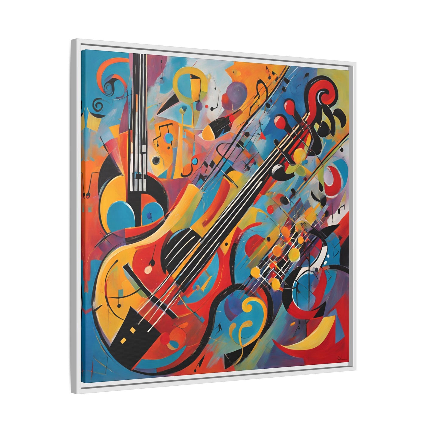 Modern Music-Themed Print Abstract Design Unique Framed Canvas Print Guitar Wall Art Music Lover Gift Decor 3 frame colors