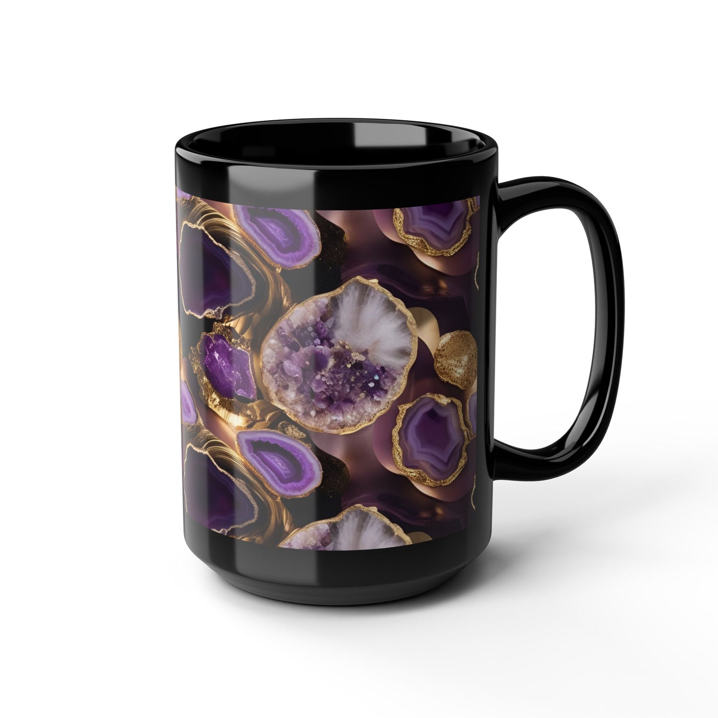 Ceramic Coffee Mug Geode-Inspired Image Nature Lover Ceramic Teacup Gardener Gift Agate-look Rock Lover 15oz Mug