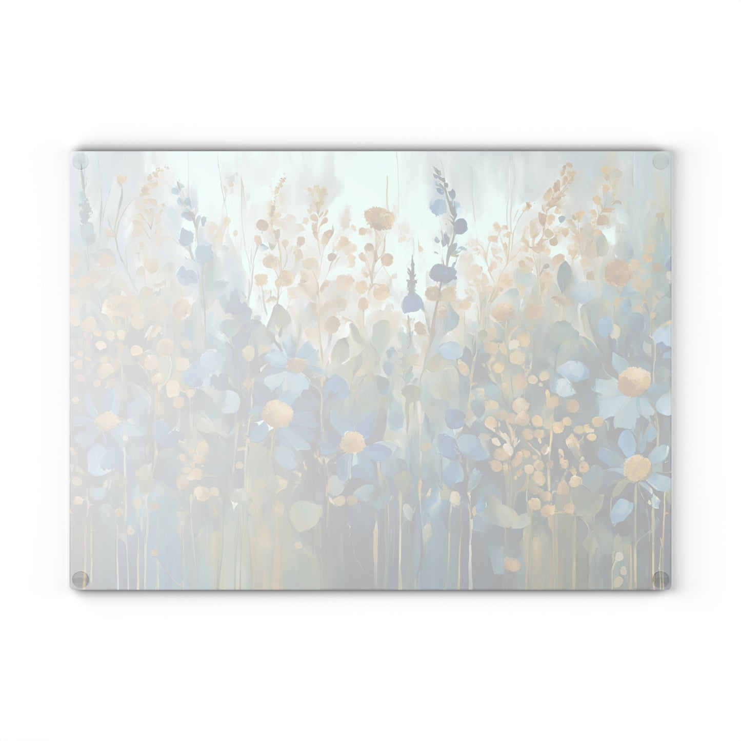 Kitchen Decor Glass Cutting Board Serving Tray with Field of Flowers Pattern Cutting Board Gift for Home Cook Charcuterie Board