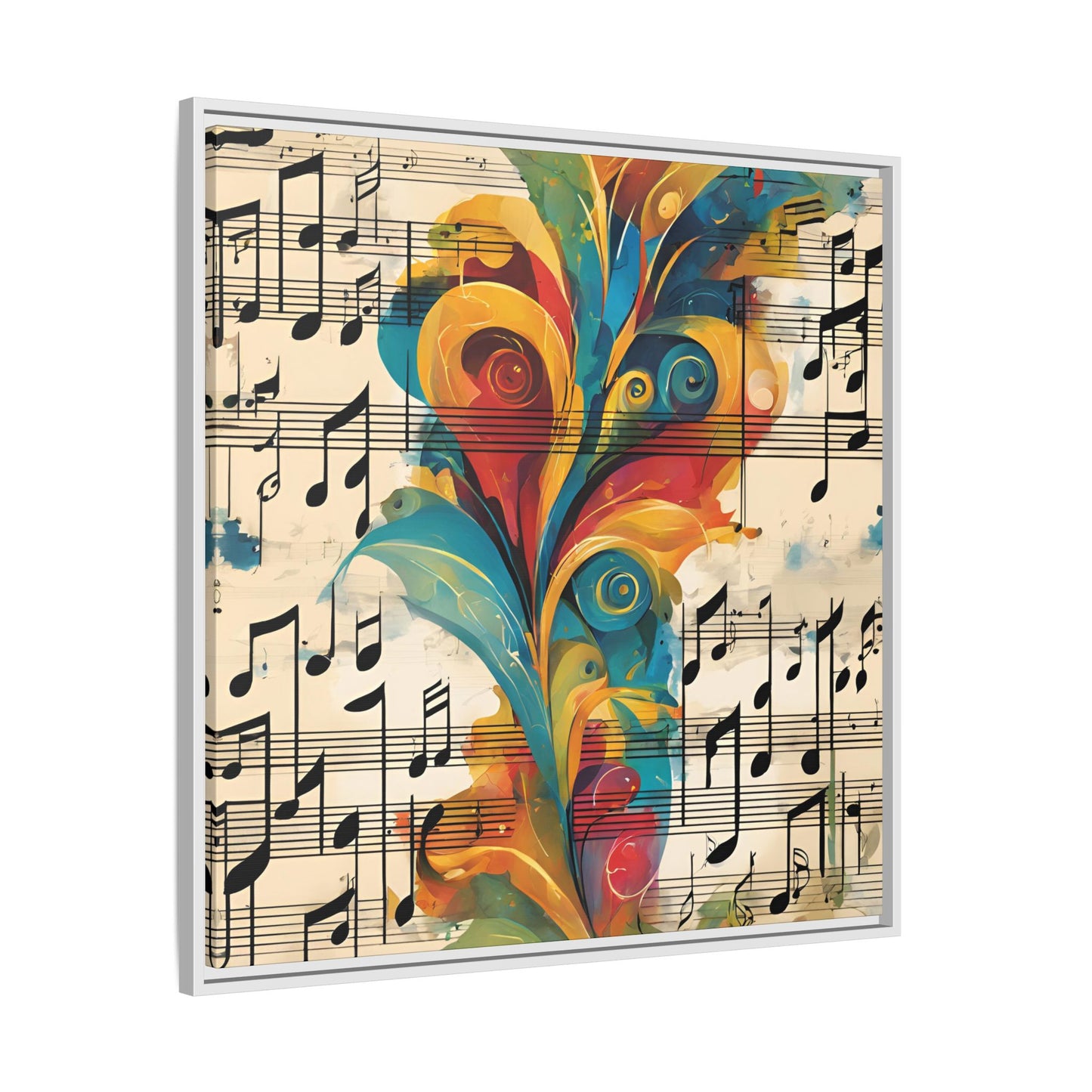 Modern Sheet Music-Themed Print Abstract Design Unique Framed Canvas Print Treble Clef Note Wall Art Music Lover Gift Decor 3 frame colors
