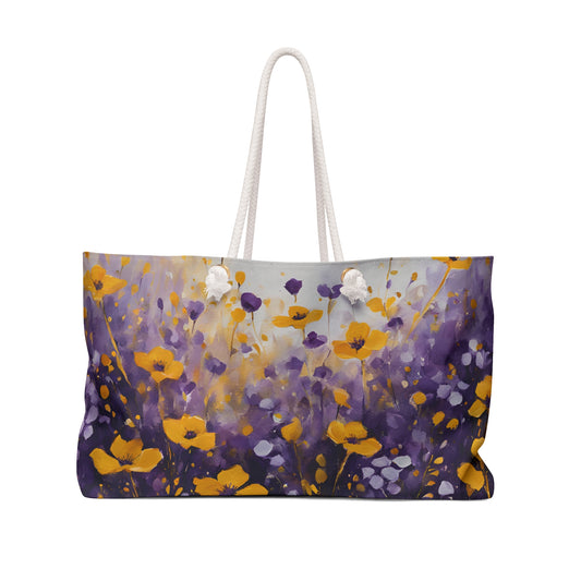 Floral Design Field of Flowers Weekender Tote Floral Grocery Wildflower Shopping Bag Cottage Core Gift Bag Boho Bag Poppy Tote Mom Gift