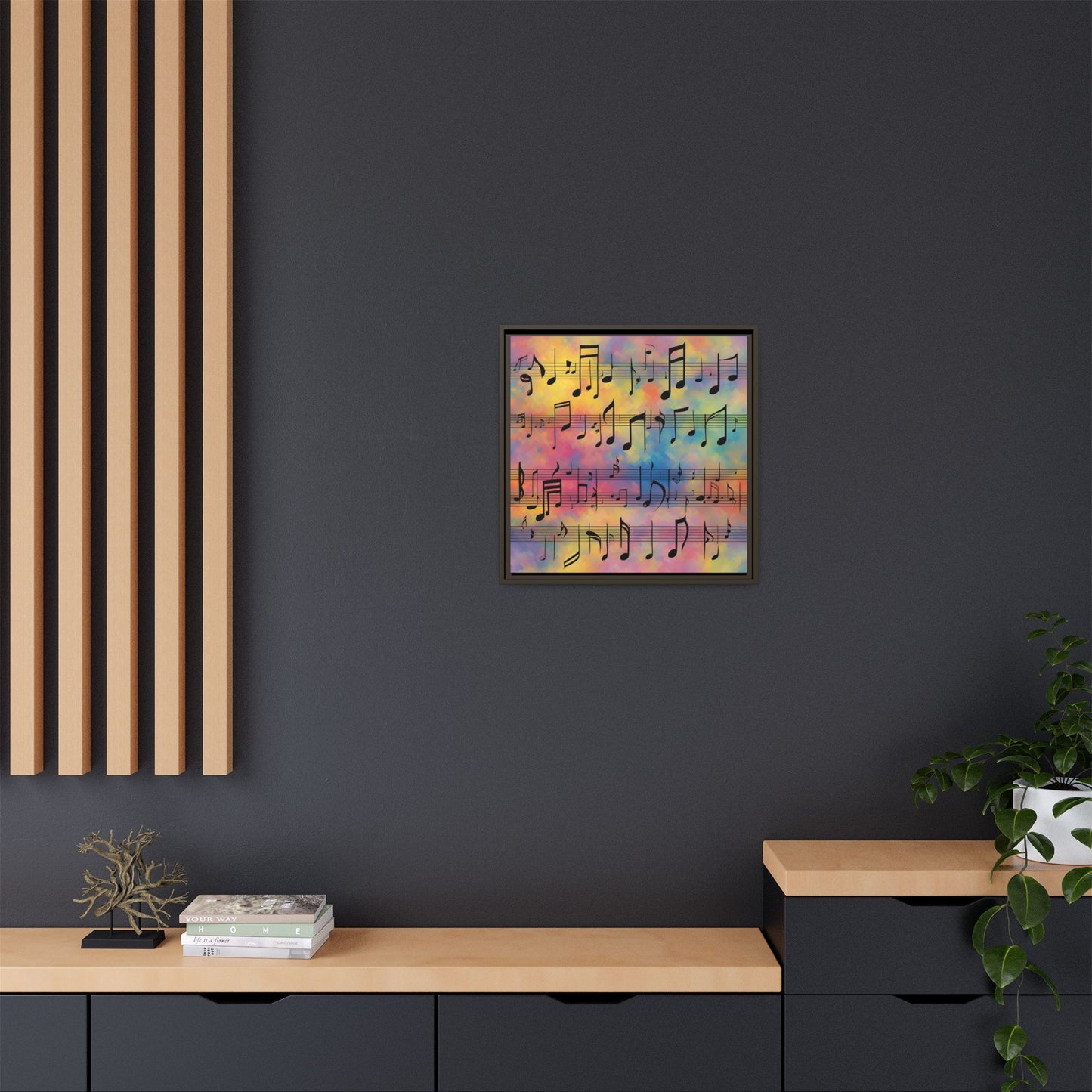 Modern Music-Themed Print Abstract Design Unique Framed Canvas Print Sheet Music Wall Art Music Lover Gift Decor 3 frame colors