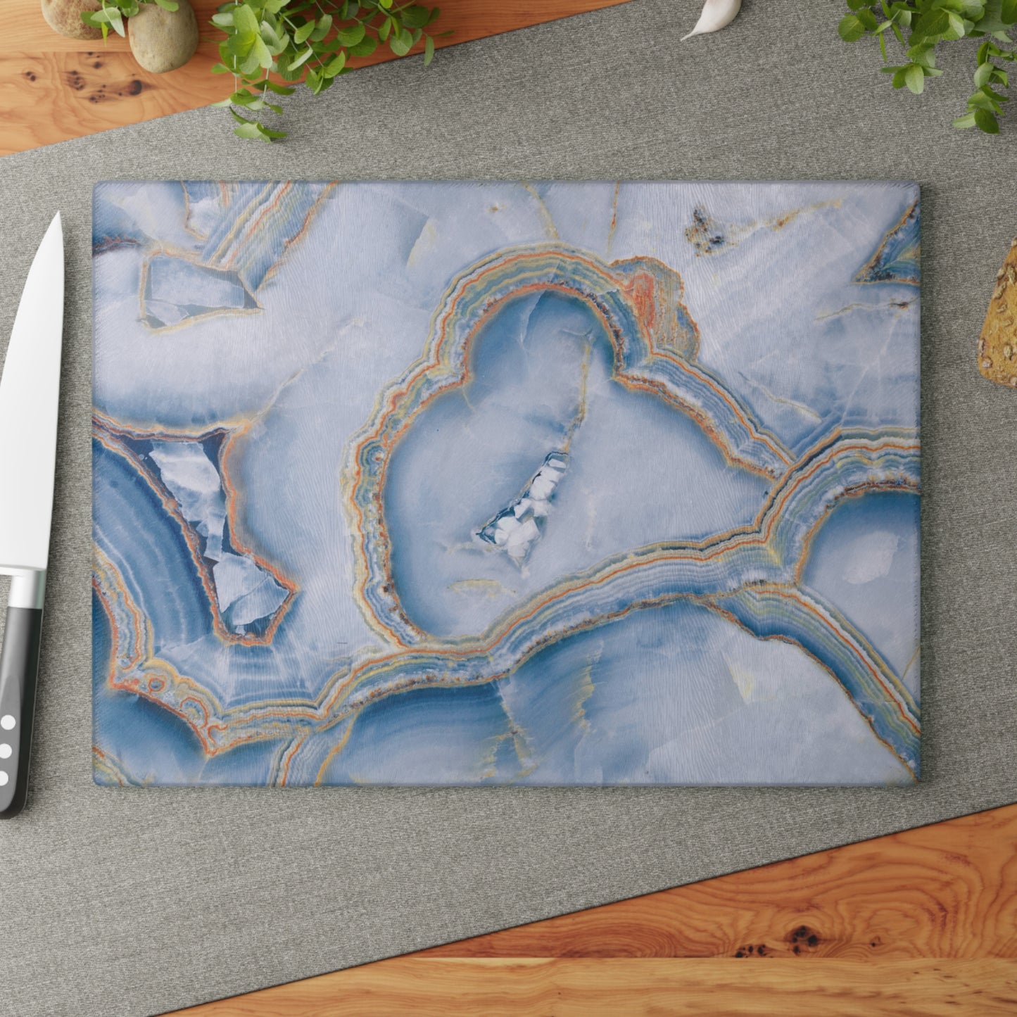 Kitchen Decor Glass Cutting Board Serving Tray with Quartz-look Design Cutting Board Gift for Home Cook Fun Marble-look Charcuterie Board