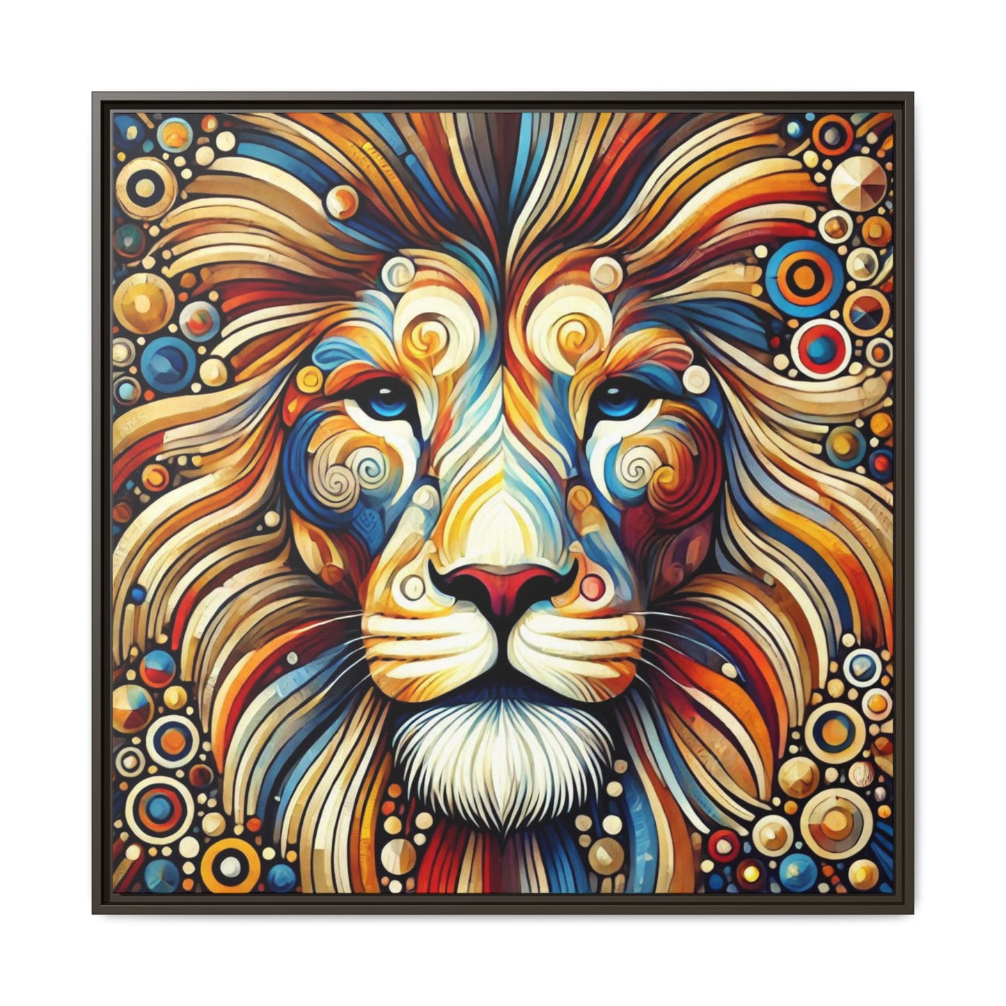 Modern Lion Print Abstract Design Unique Framed Canvas Print King of Jungle Wall Art Animal Lover Gift Nature Lover Decor 3 frame colors