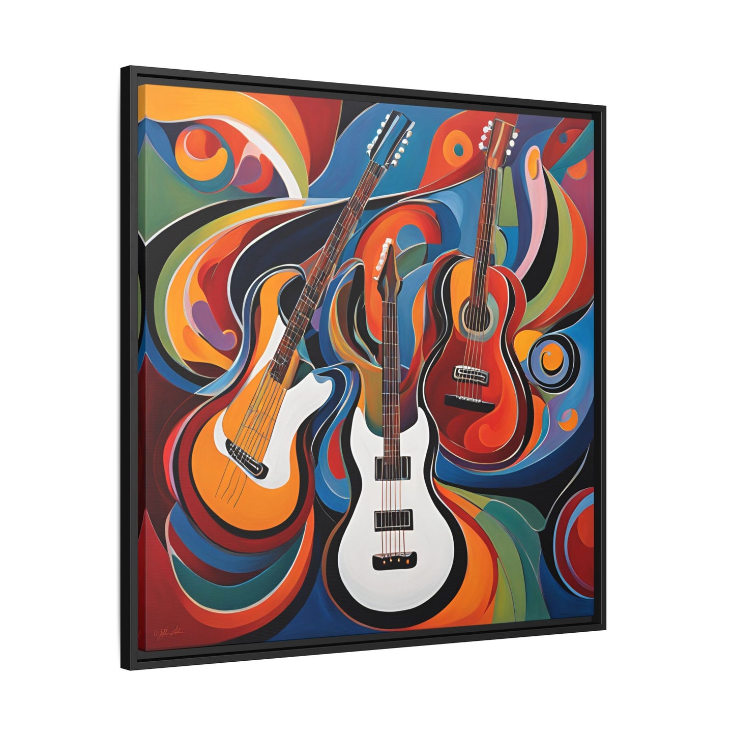Modern Music-Themed Print Abstract Design Unique Framed Canvas Print Guitar Wall Art Music Lover Gift Decor 3 frame colors