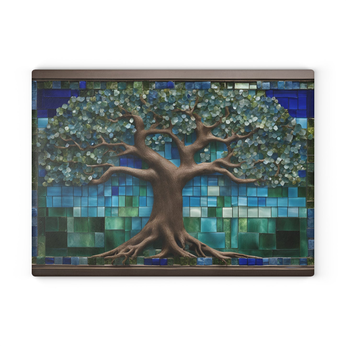 Kitchen Decor Glass Cutting Board Serving Tray with Tree of Life Design Cutting Board Gift for Home Cook Glass Charcuterie Board