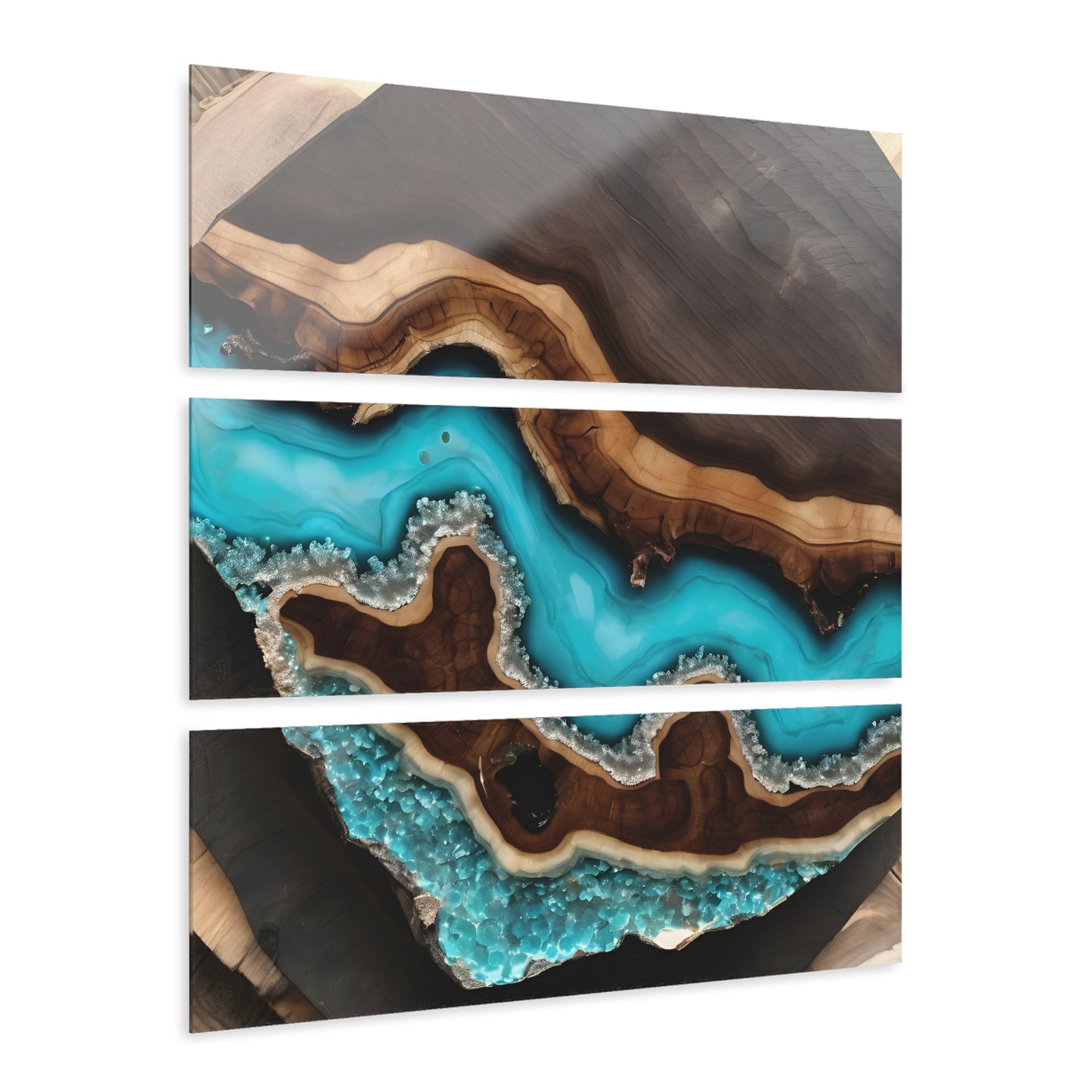 Stunning Geode-Inspired Quartz Crystal-look Design Triptych Acrylic Print Wall Art Nature Lover Gift Geology Rock Wood Lover Gift