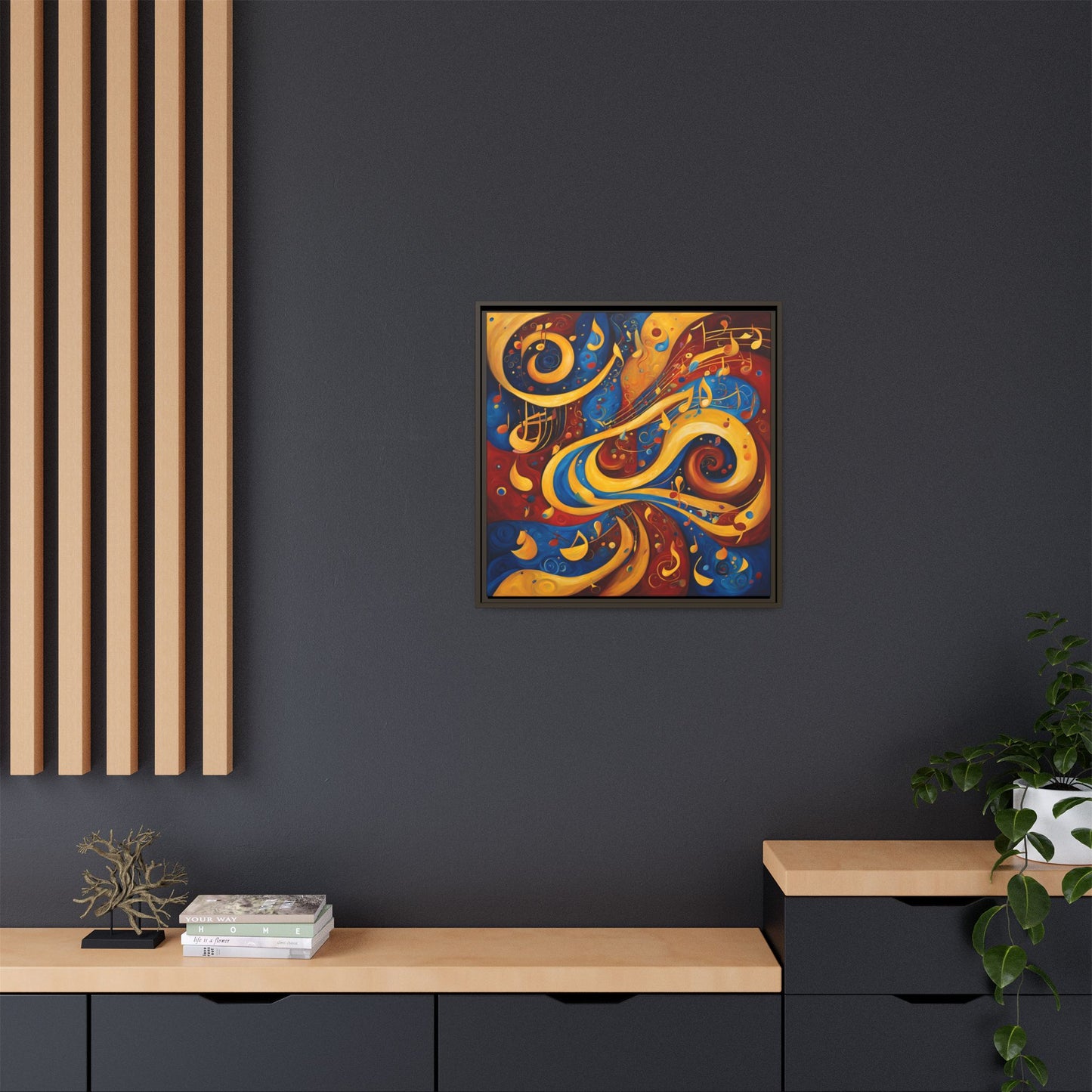 Modern Music-Themed Print Abstract Design Unique Framed Canvas Print Treble Clef Note Wall Art Music Lover Gift Decor 3 frame colors