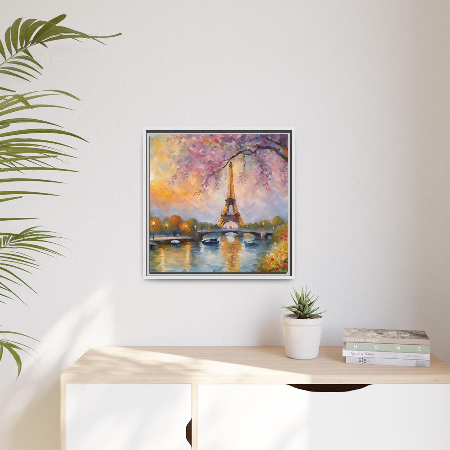 Modern Abstract Eiffel Tower Design Unique Framed Canvas Landscape Wall Art Paris France Gift Nature Lover Gift 3 frame colors