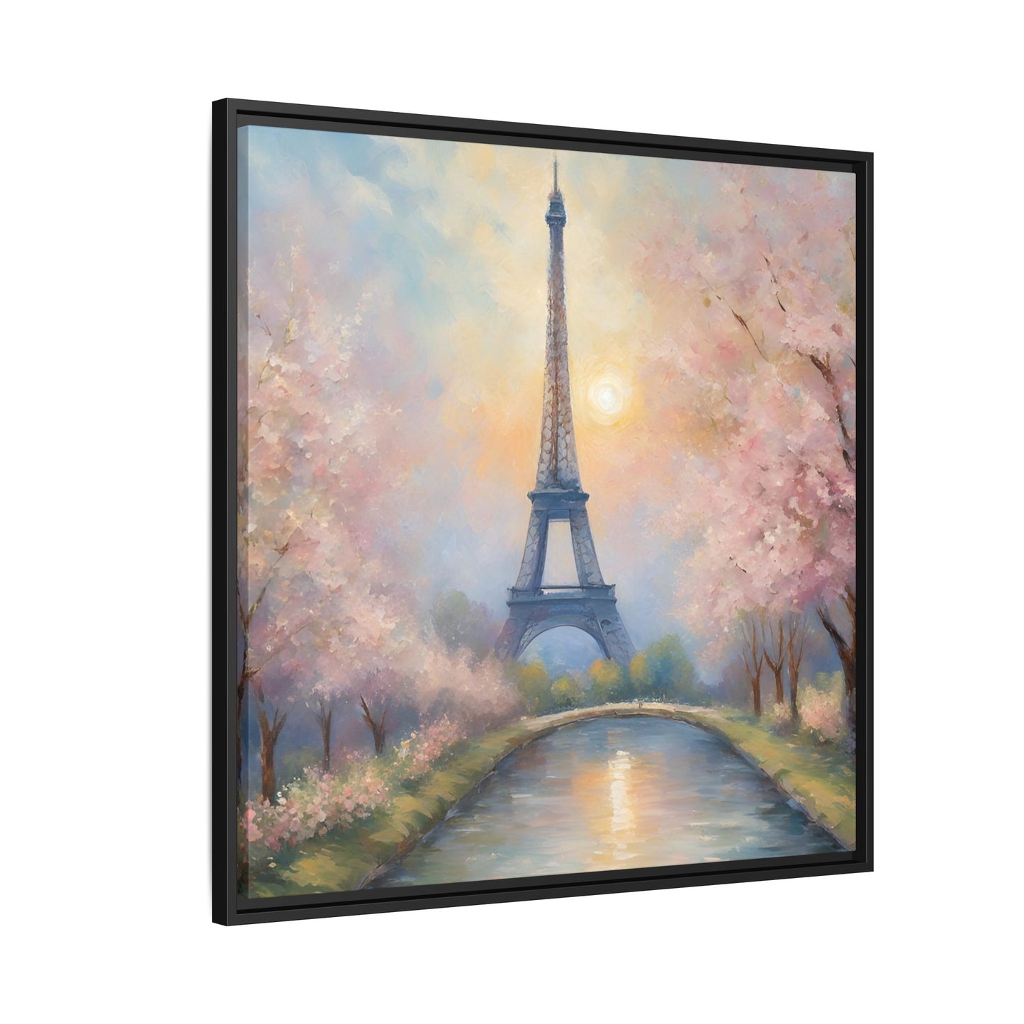 Modern Abstract Pastel Eiffel Tower Design Unique Framed Colorful Canvas Landscape Wall Art Paris France Gift Landscape Gift 3 frame colors