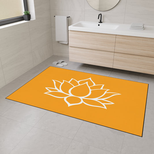 Decorative Heavy Duty Non-Slip Floor Mat Stylish Design Perfect for Entryway Kitchen Décor Orange Lotus Blossom Floral Design Rug Bath Mat