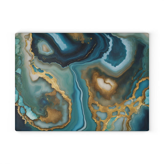 Kitchen Decor Glass Agate-look Image Nature Lover Cutting Board Serving Tray Home Cook Gift Colorful Glass Geode-inspired Charcuterie Board