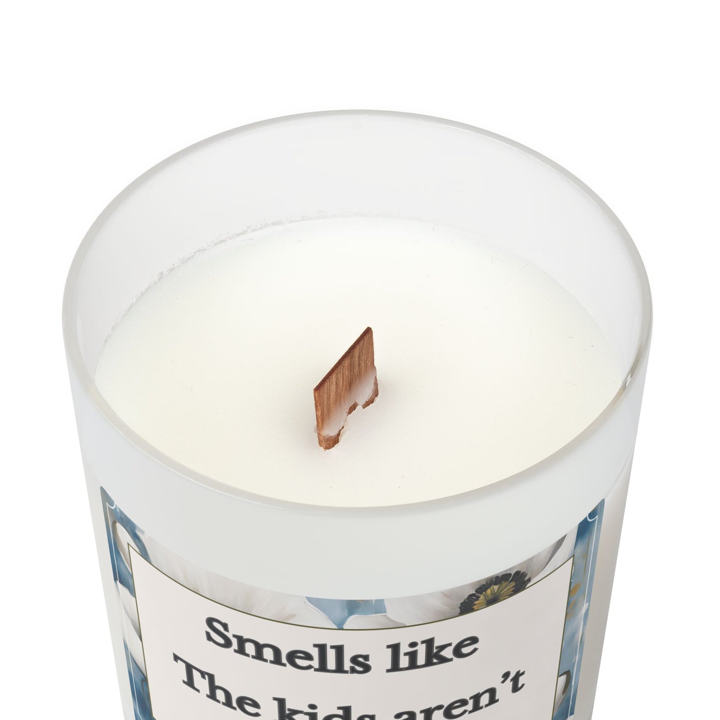 Artisanal Coconut Soy Frosted Glass Candle with Wooden Wick and Raw Maple Lid 11 oz Hand Poured Funny Parents Candle 50 hrs burn time