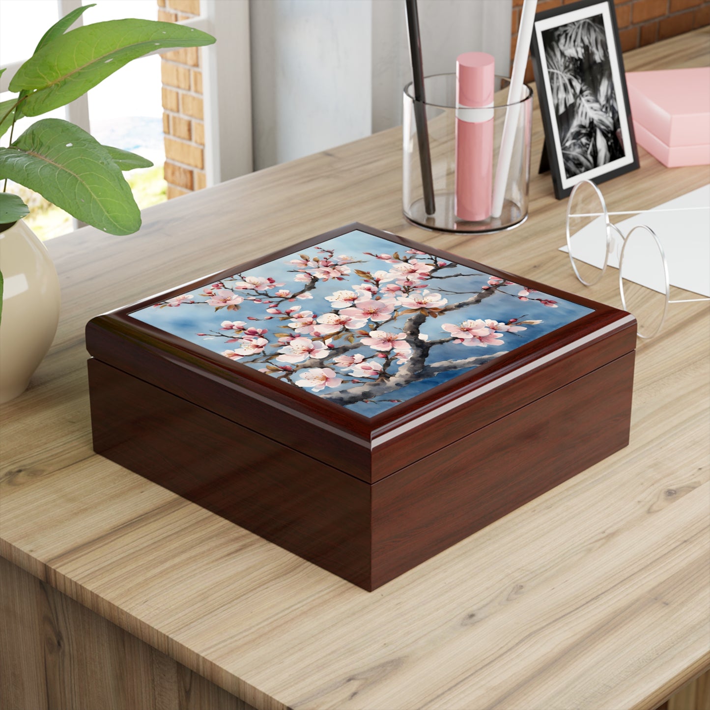 Unique Art Print Design Jewelry Box Trinket Box Bedroom Dresser Decor Vanity Gift Box - 3 colors to choose from