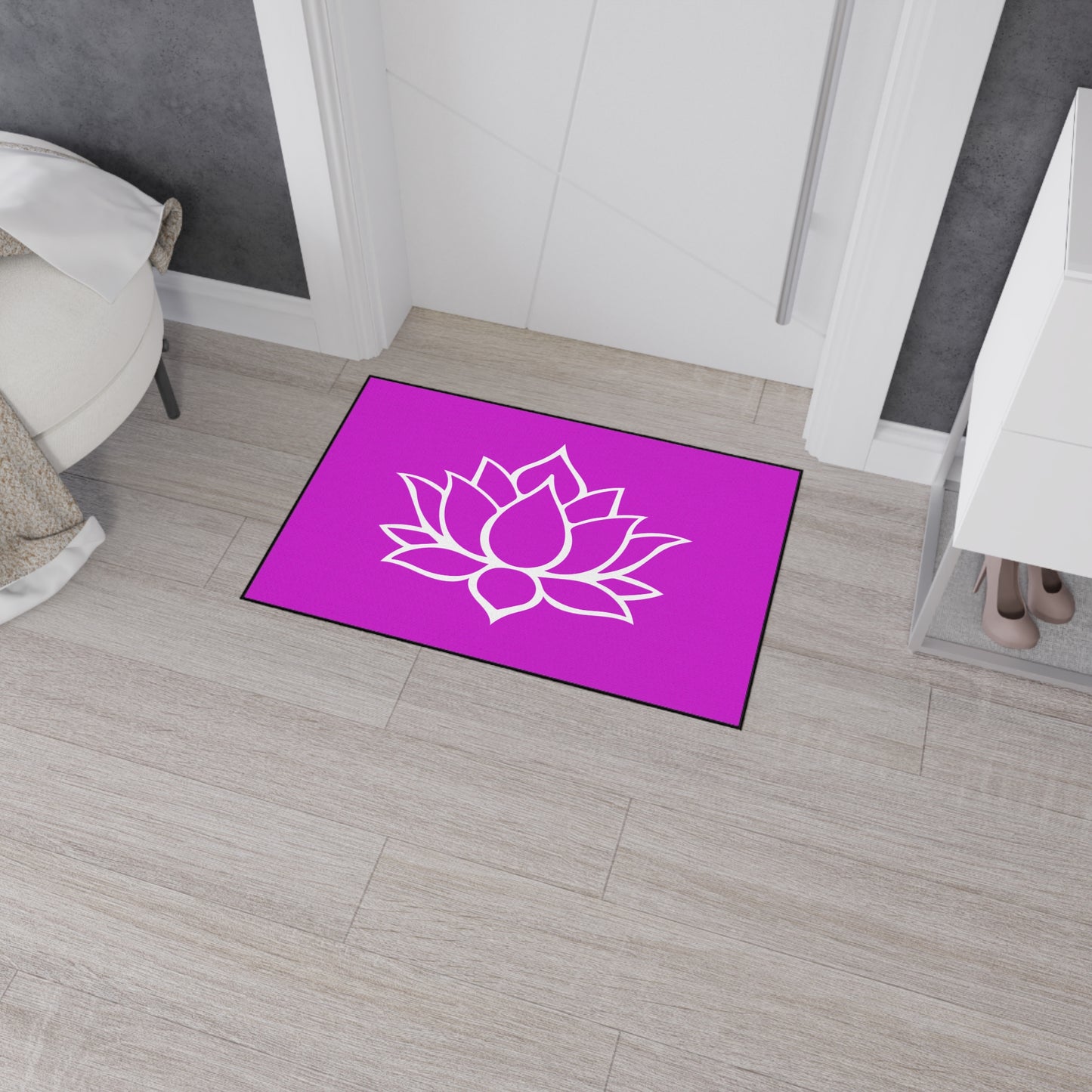Decorative Heavy Duty Non-Slip Floor Mat Stylish Design Perfect for Entryway Kitchen Décor Pink Lotus Blossom Floral Design Rug Bath Mat