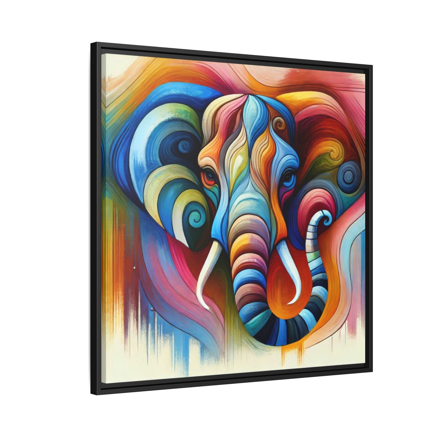 Modern Elephant Print Abstract Design Unique Framed Canvas Print African Wall Art Animal Lover Gift Nature Lover Decor 3 frame colors