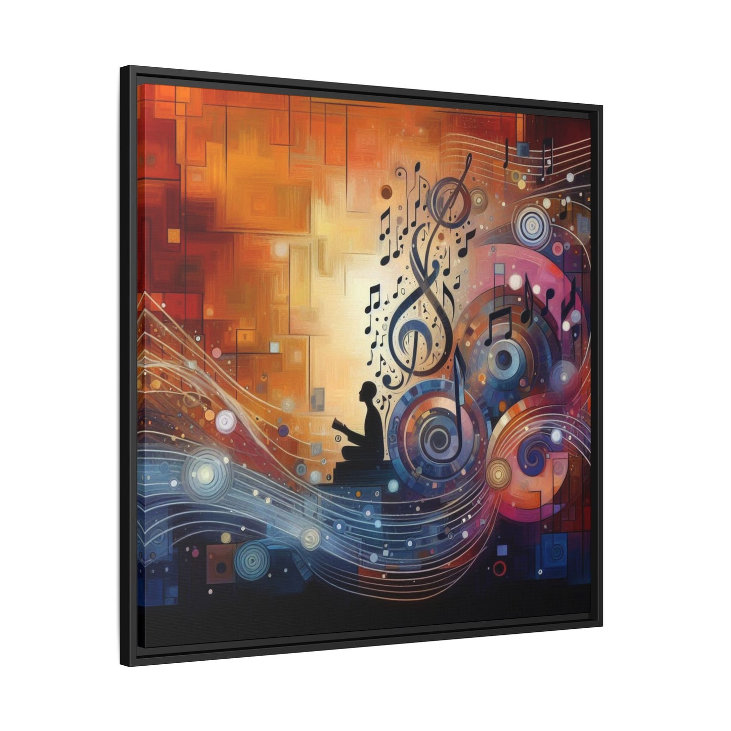 Modern Music-Themed Print Abstract Design Unique Framed Canvas Print Treble Clef Note Wall Art Music Lover Gift Decor 3 frame colors
