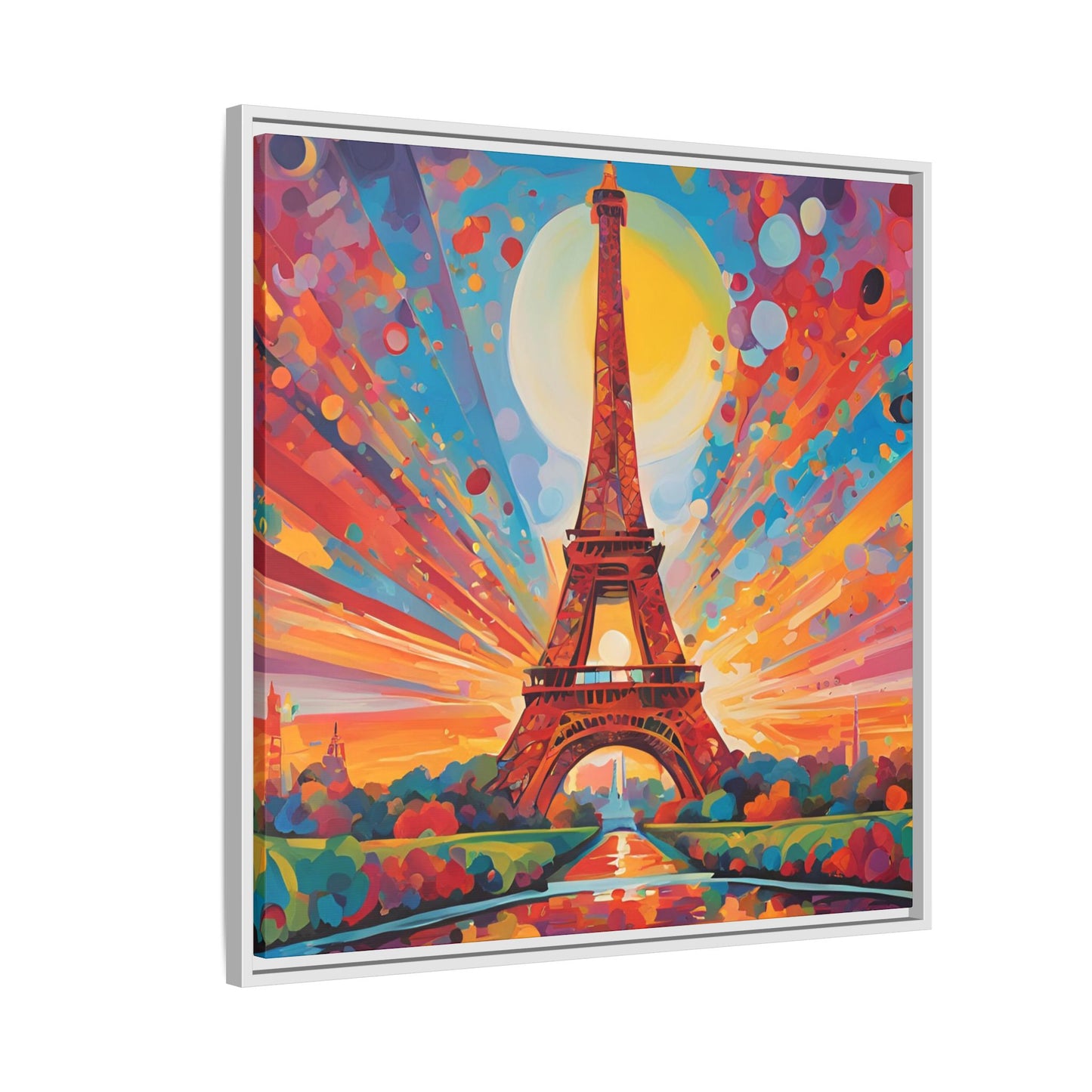 Modern Abstract Eiffel Tower Design Unique Framed Colorful Canvas Landscape Wall Art Paris France Gift Nature Lover Gift 3 frame colors