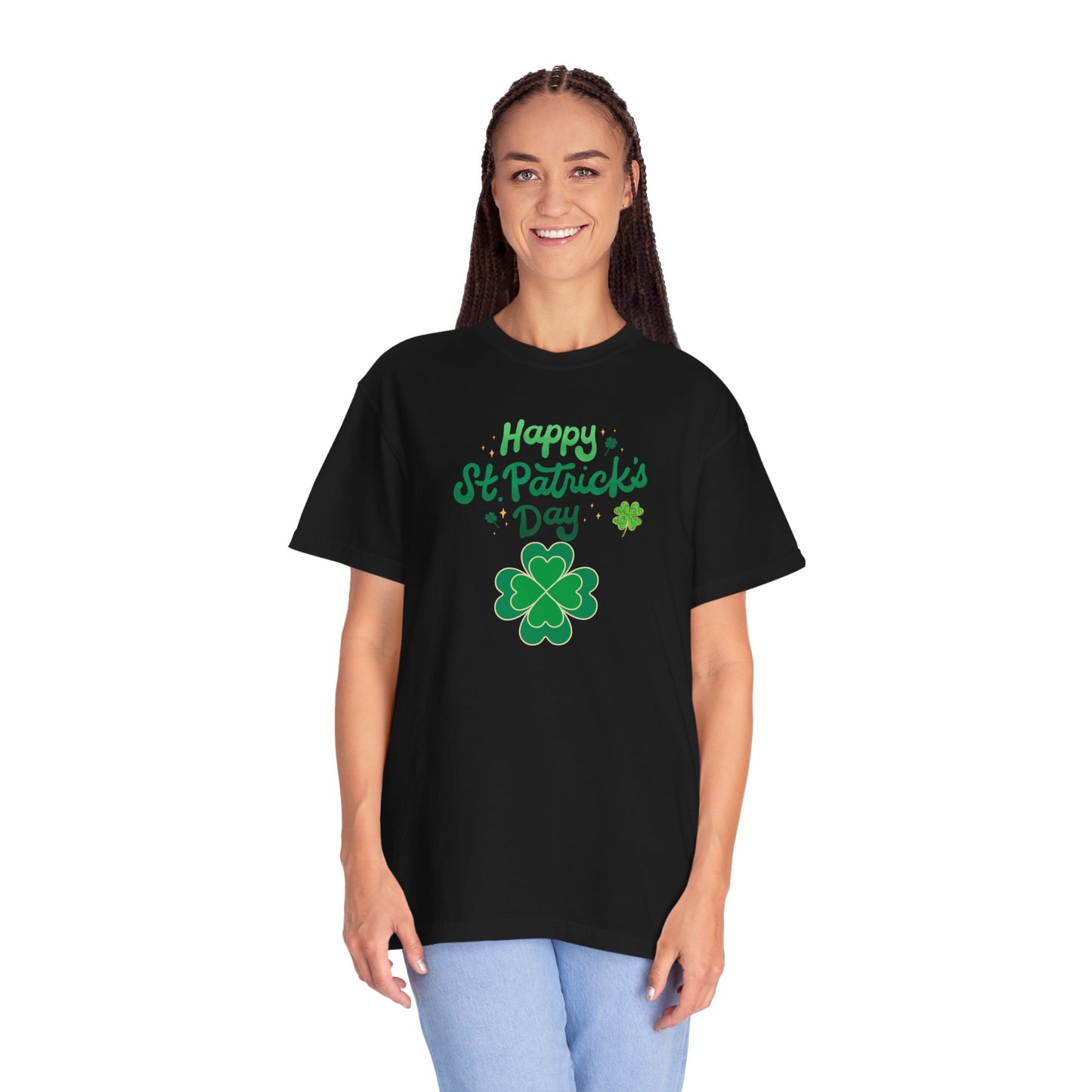 St. Patrick's Day T-Shirt Unisex Comfort Colors Relaxed Fit Garment-Dyed Tee 4 Leaf Clover Shirt Irish Themed Gift