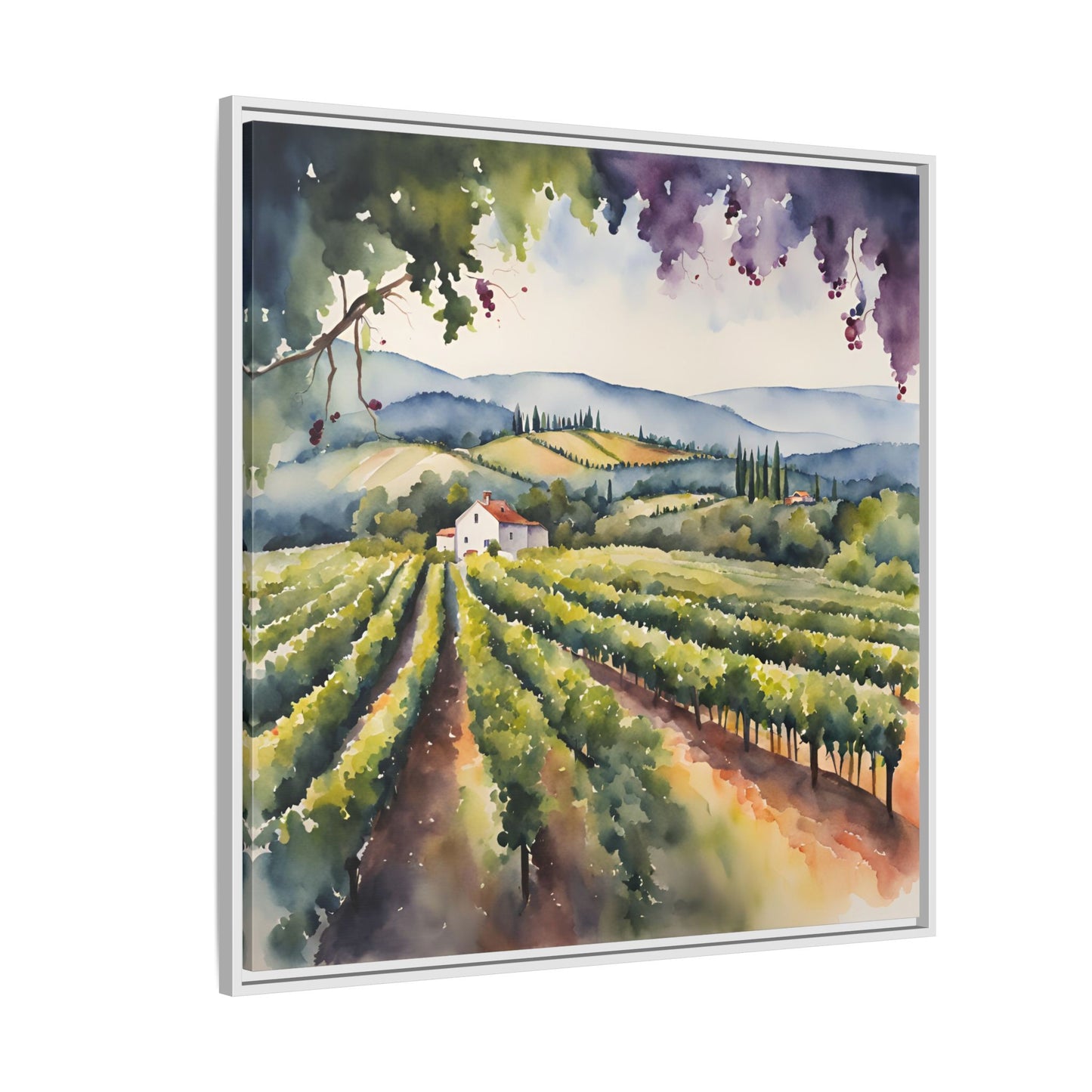 Vineyard Design Unique Framed Canvas Wall Art Gift Nature Lover Landscape Decor Wine Lover Gift Grape Vines Image 3 frame colors