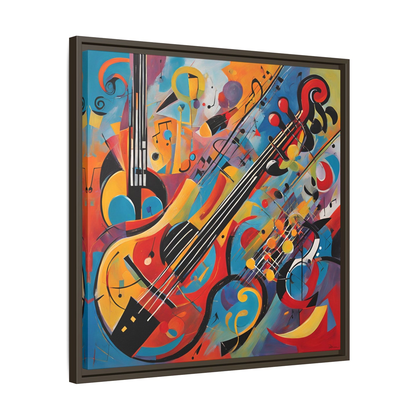 Modern Music-Themed Print Abstract Design Unique Framed Canvas Print Guitar Wall Art Music Lover Gift Decor 3 frame colors