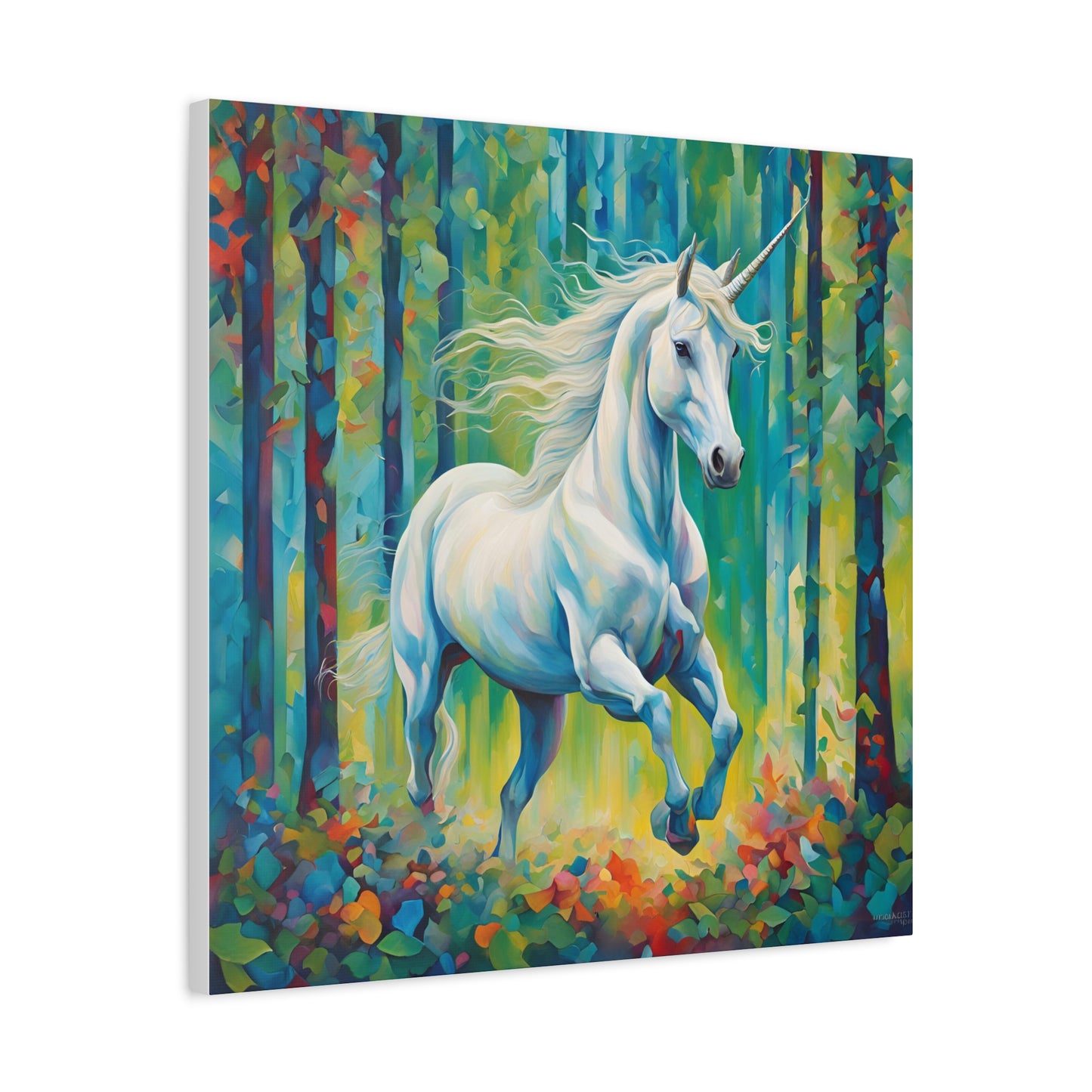 Unicorn Print Wall Art | Matte Canvas, Stretched, 1.25" | Fantasy Anime Modern Art Print Mystical Creature Gift